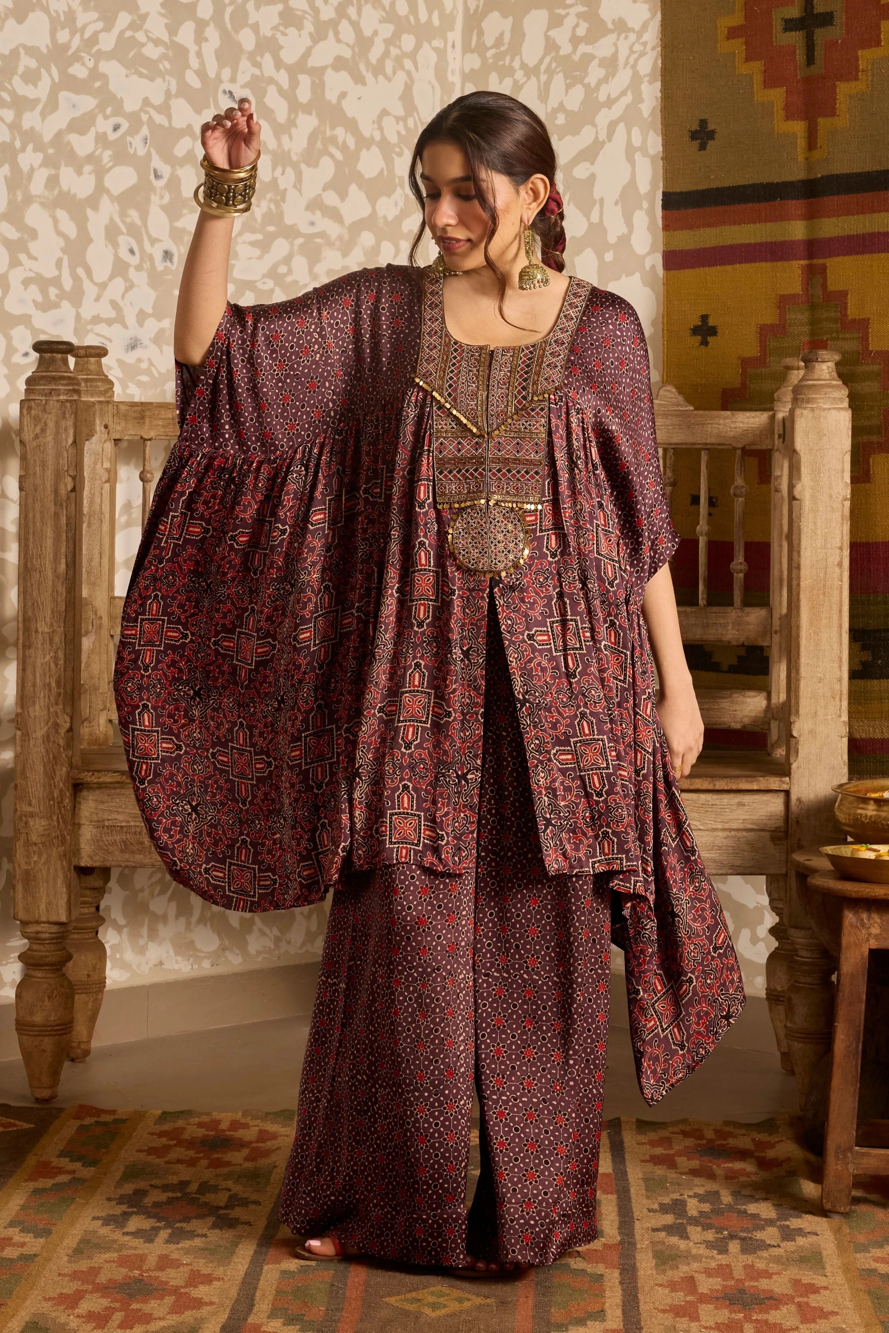 Ajrak Short Kaftan Set