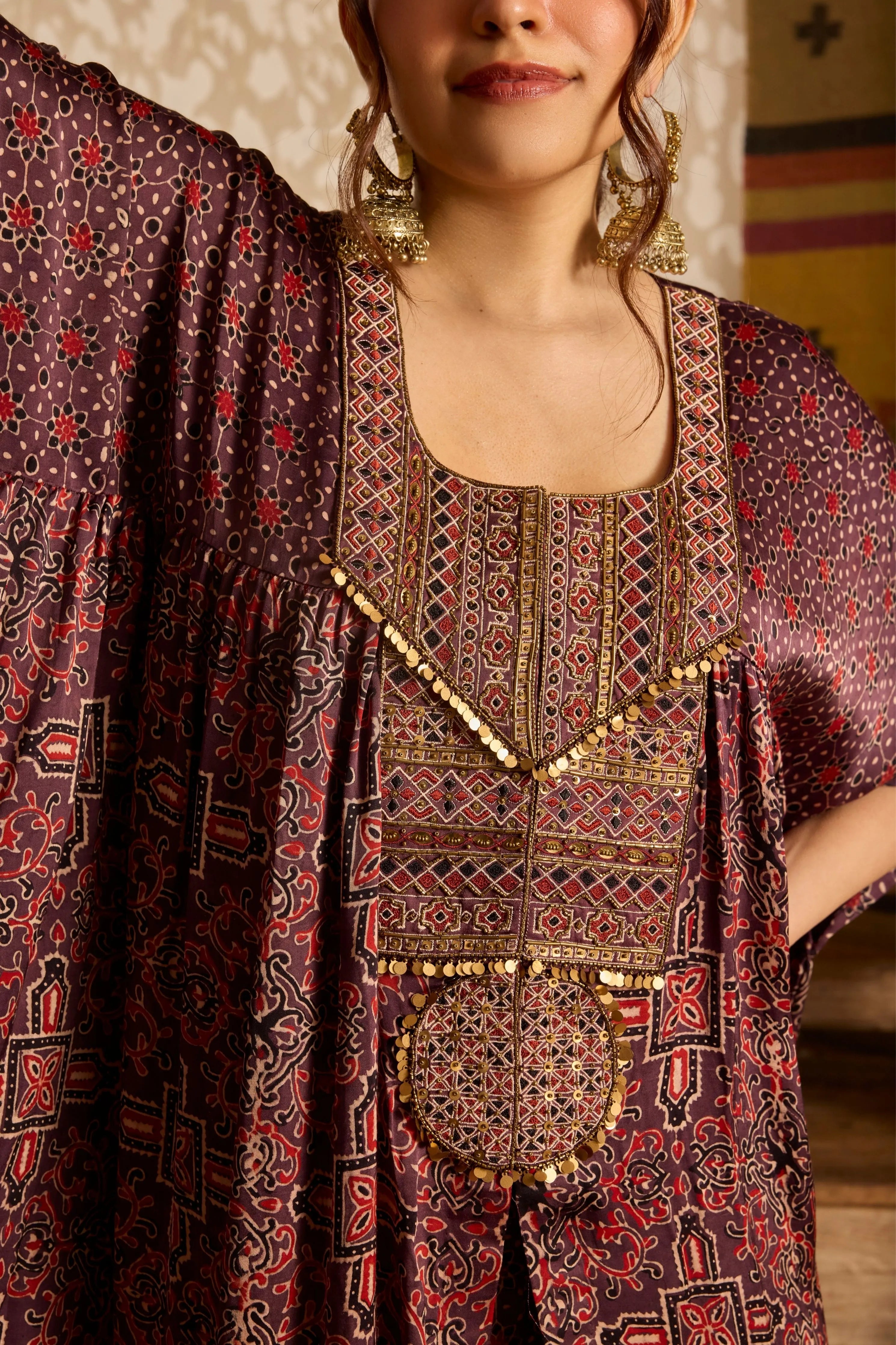 Ajrak Short Kaftan Set