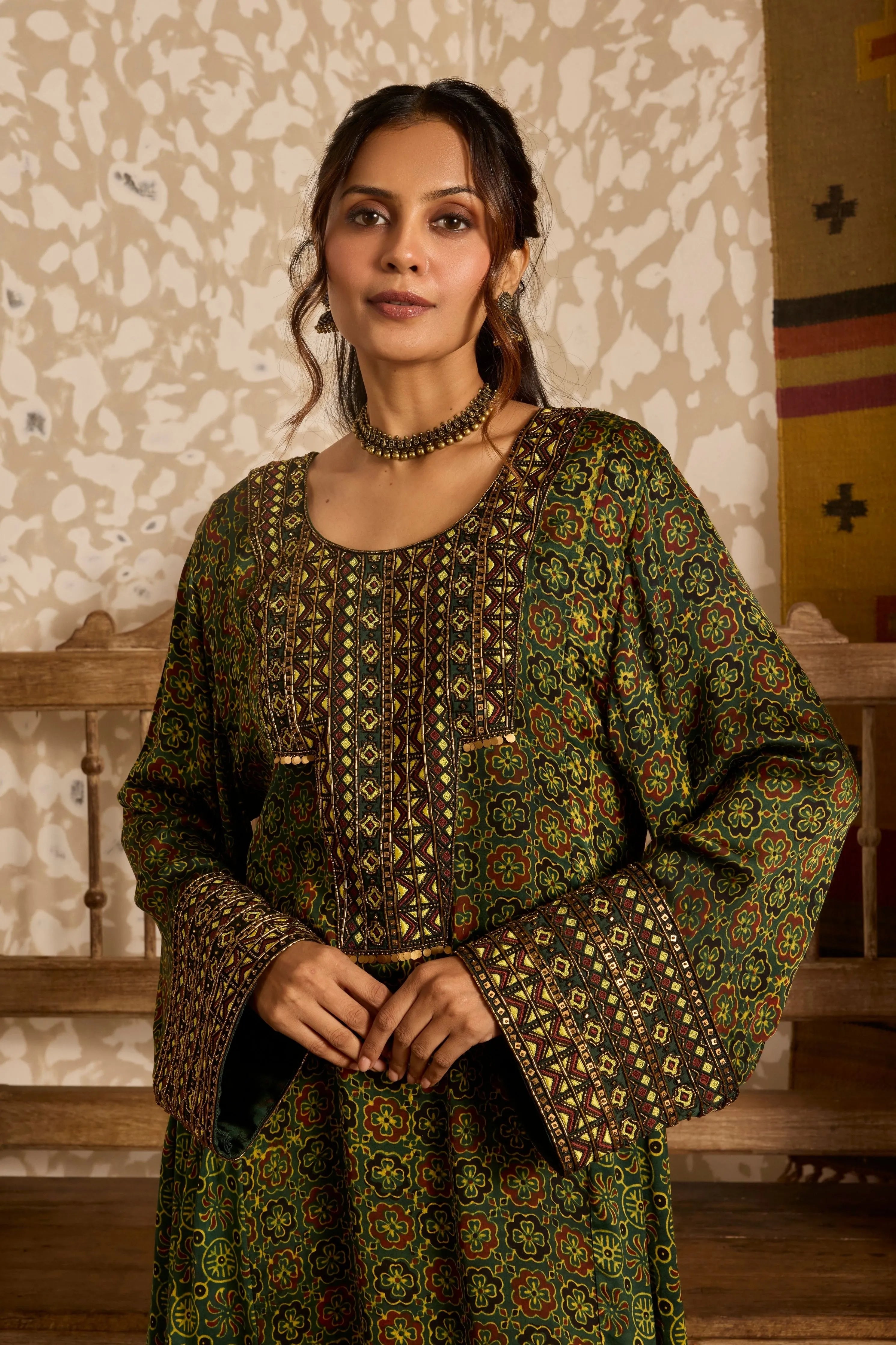 Long Kurta Wide Leg Pants Set