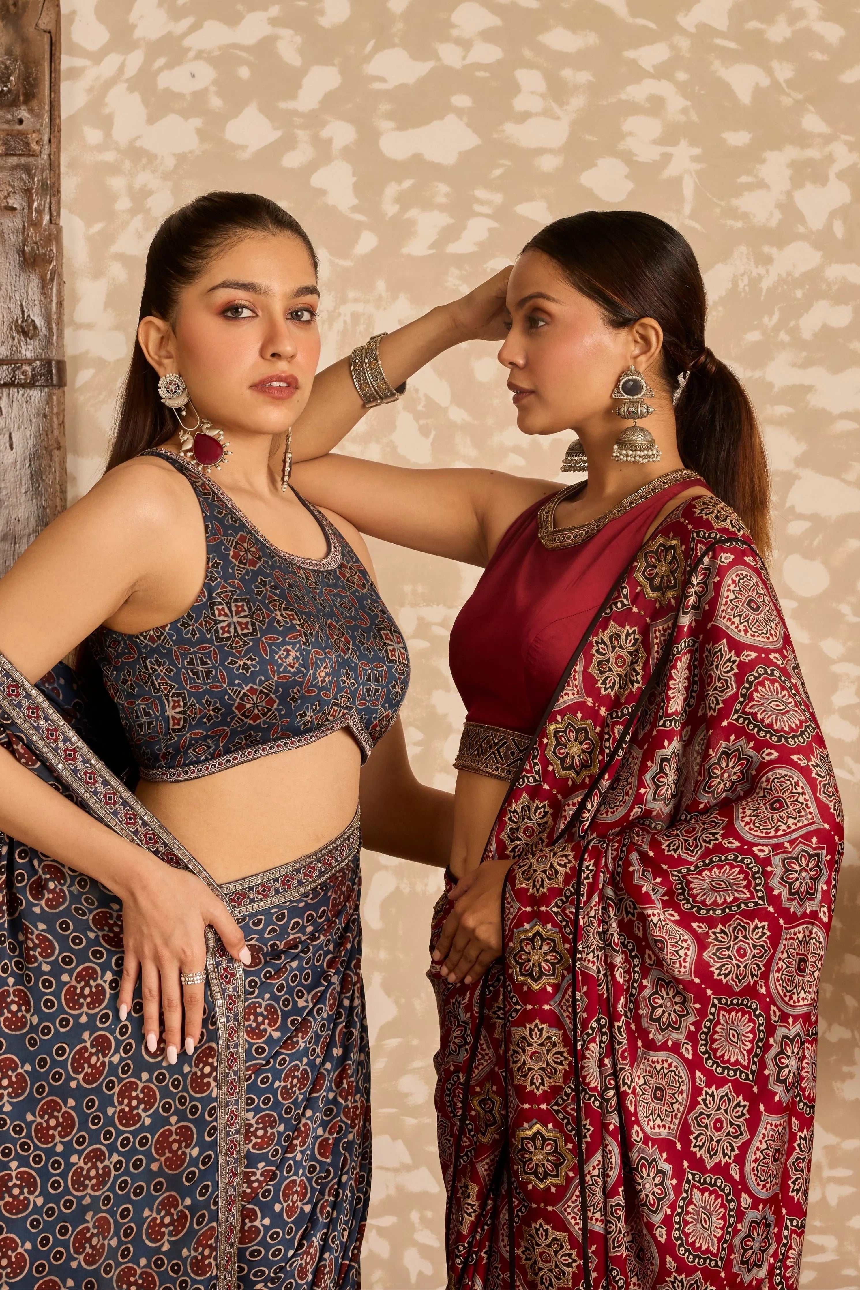 Halter neck blouse with saree