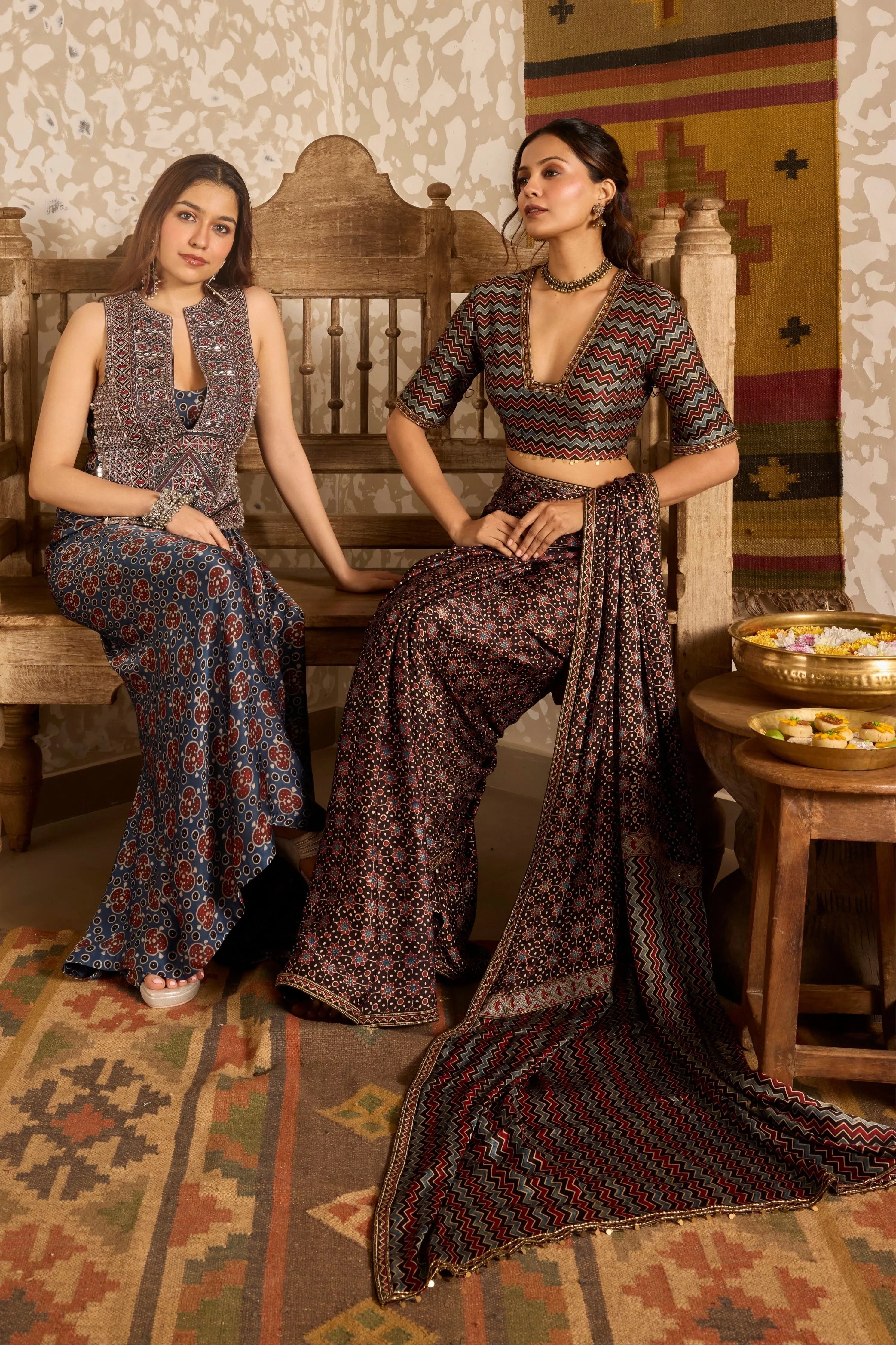 Backless tie up top and drape skirt