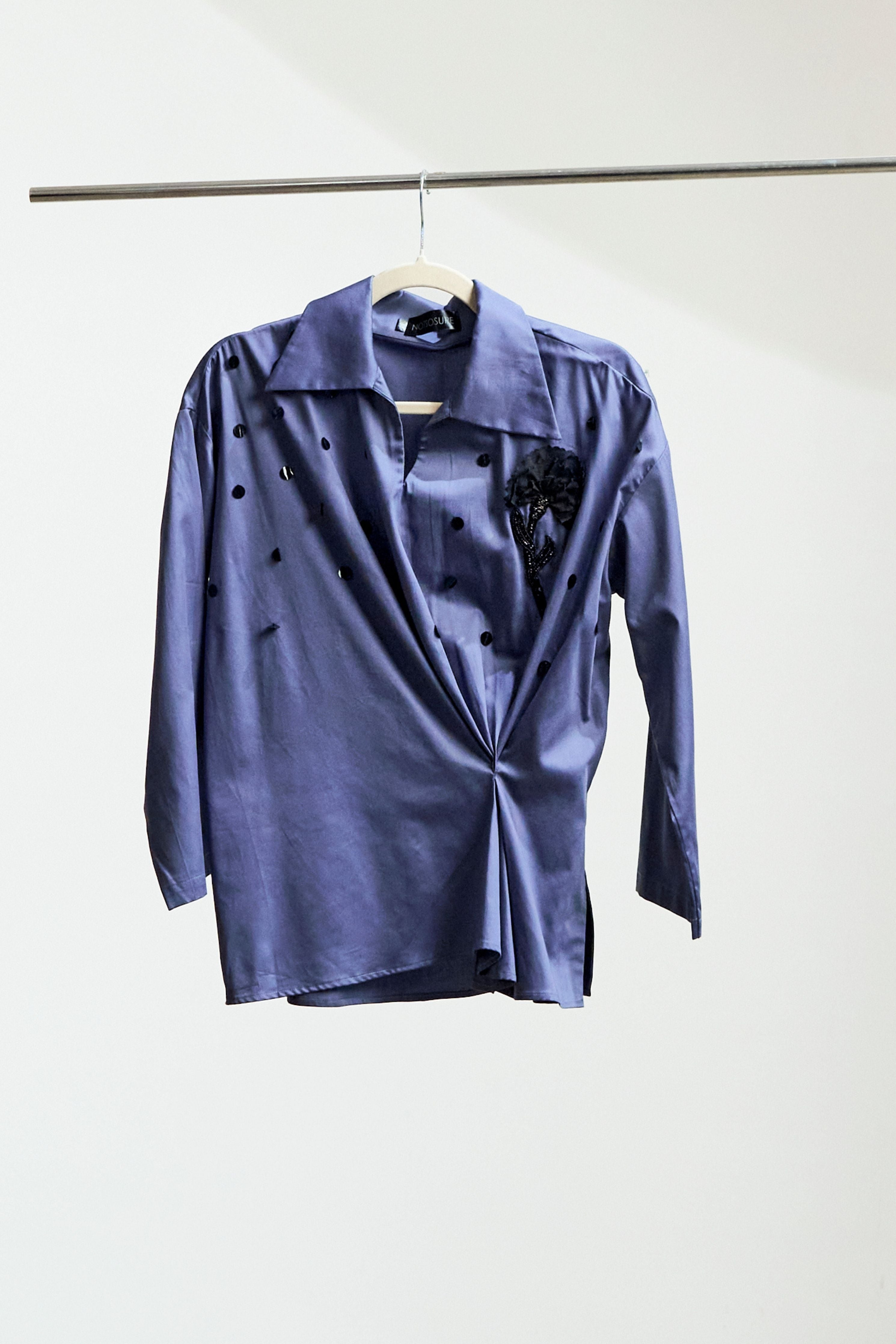Mauve Flower Brooch Shirt Coord