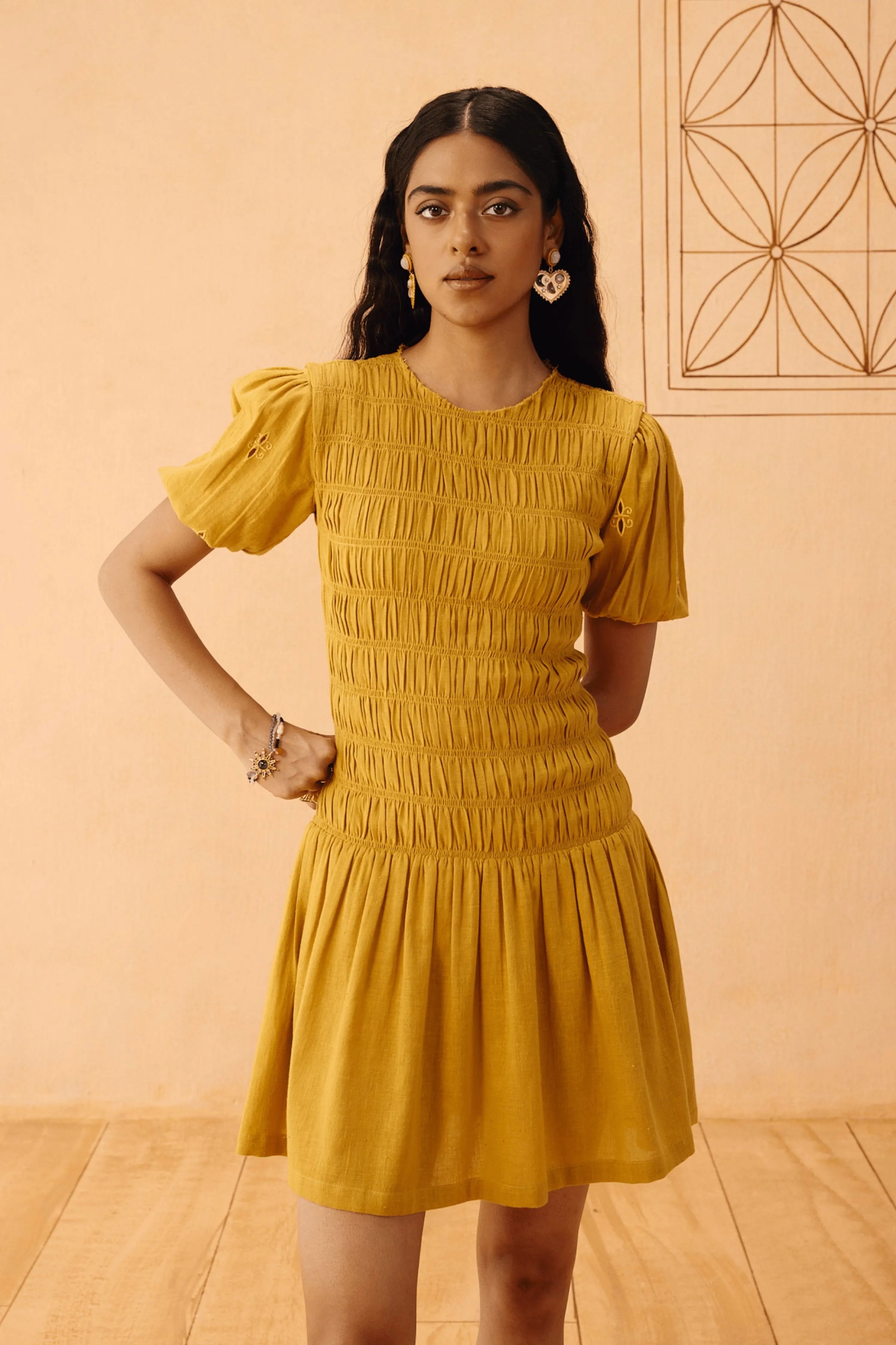 Golden Glow Kala Cotton Dress