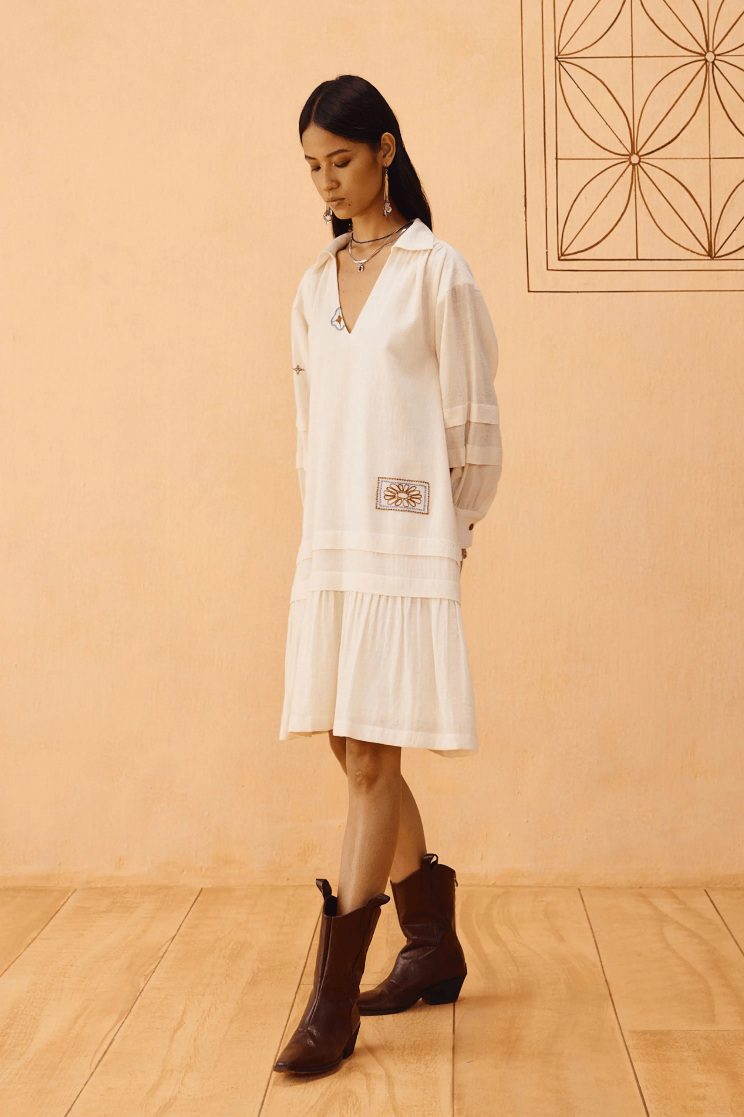 Flower Frame Handspun Handwoven Organic Cotton Dress