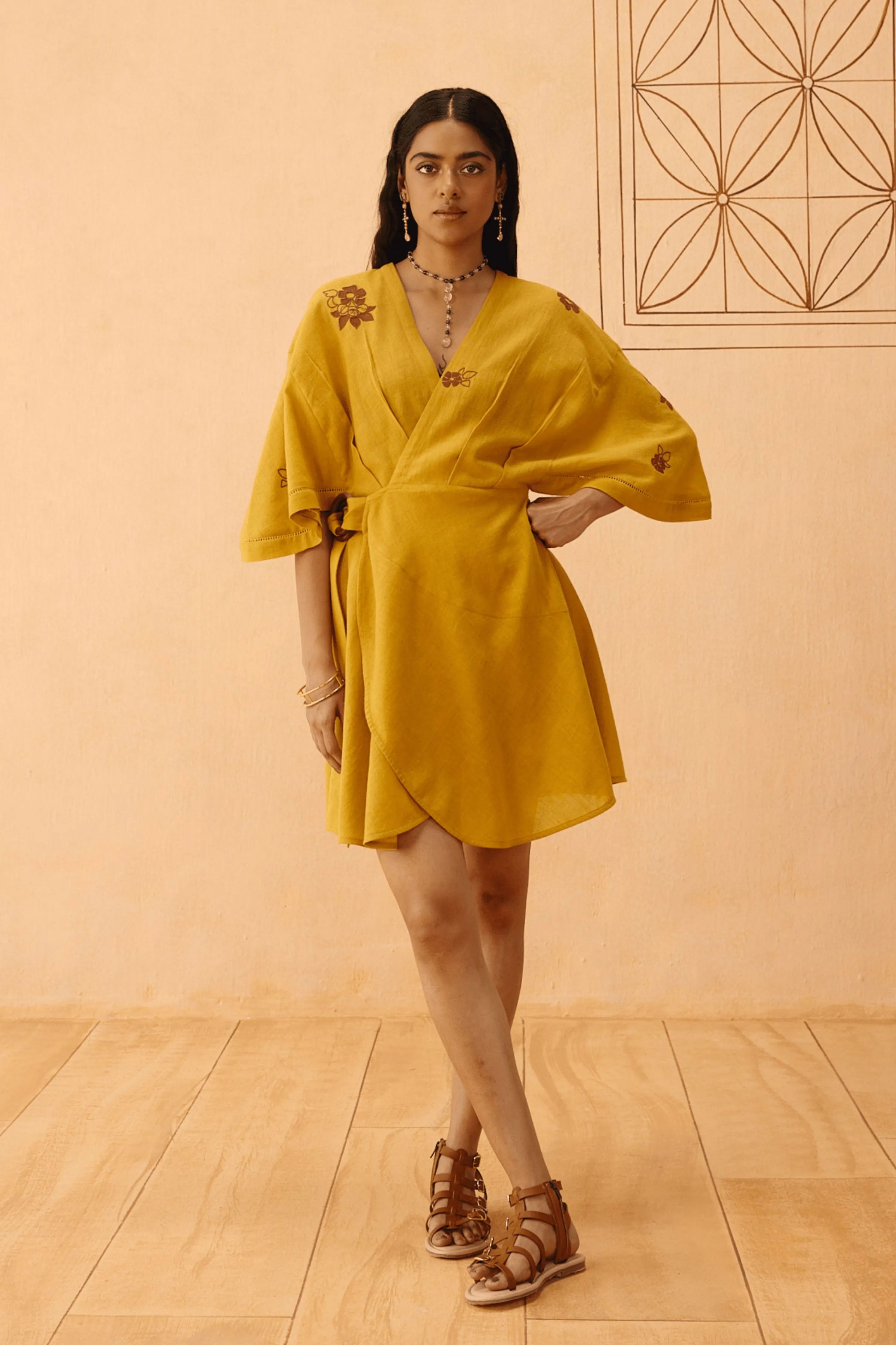 Glowing Garden Handspun Handwoven Organic Cotton Wrap Dress