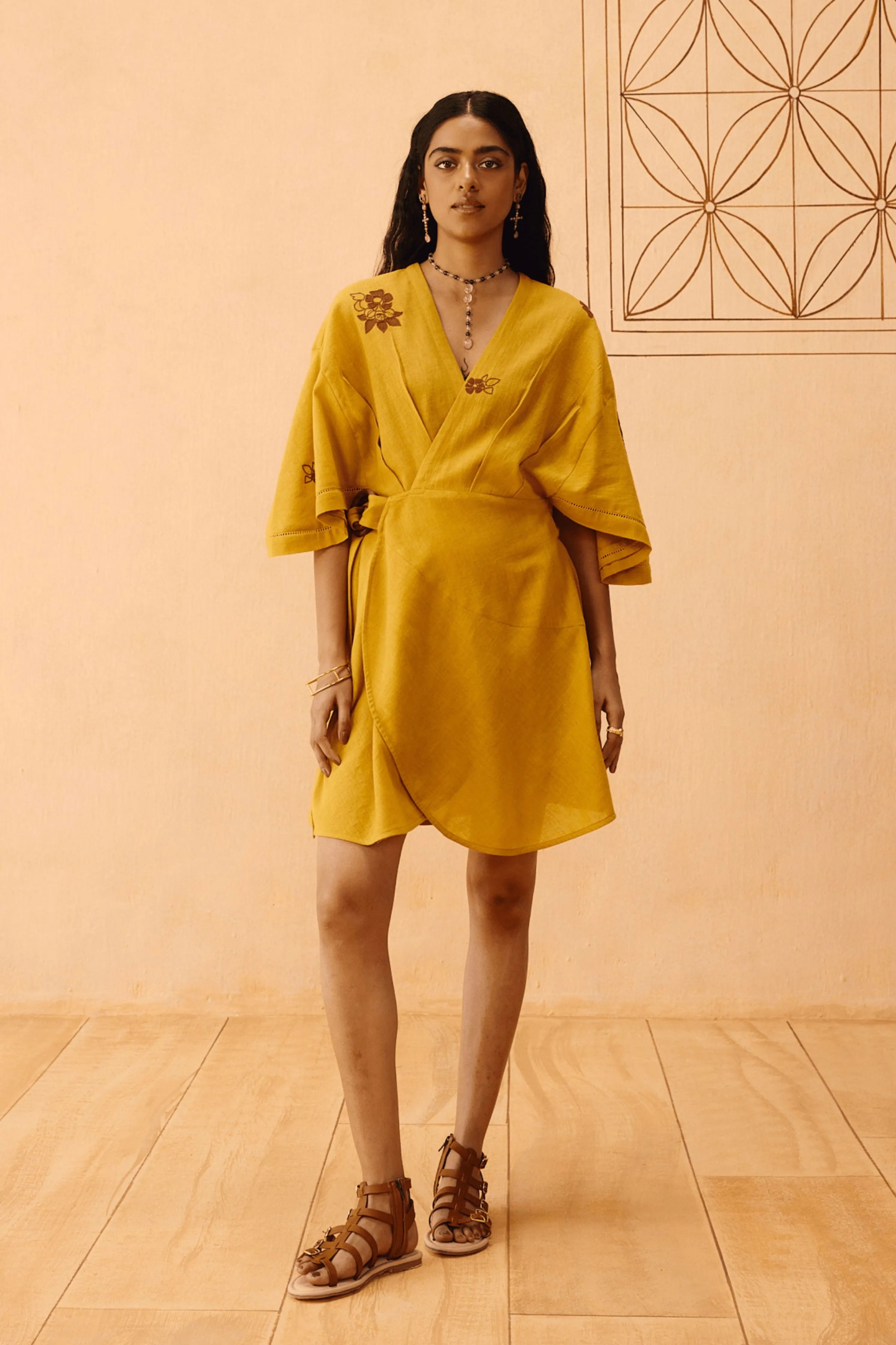 Glowing Garden Handspun Handwoven Organic Cotton Wrap Dress