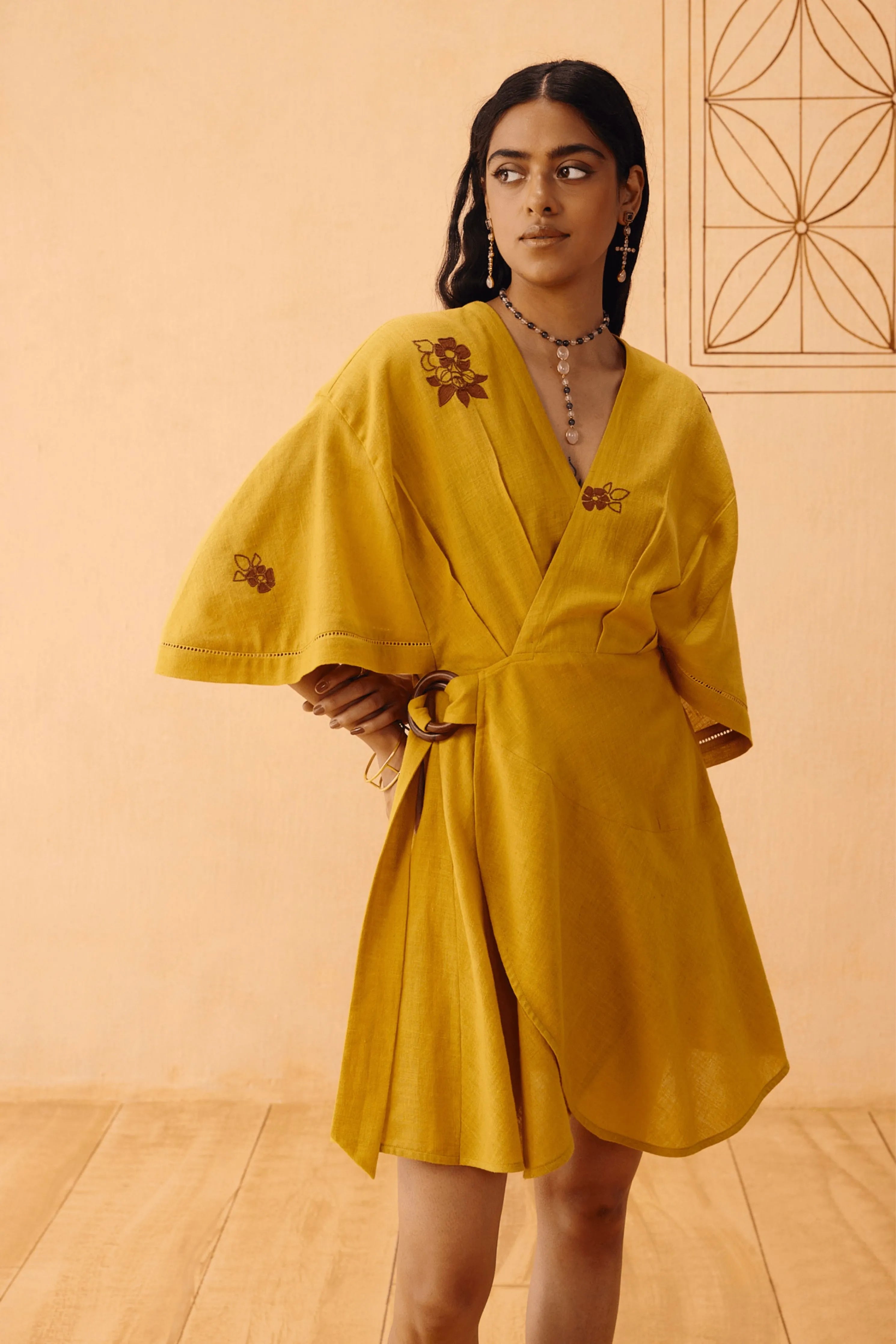 Glowing Garden Handspun Handwoven Organic Cotton Wrap Dress