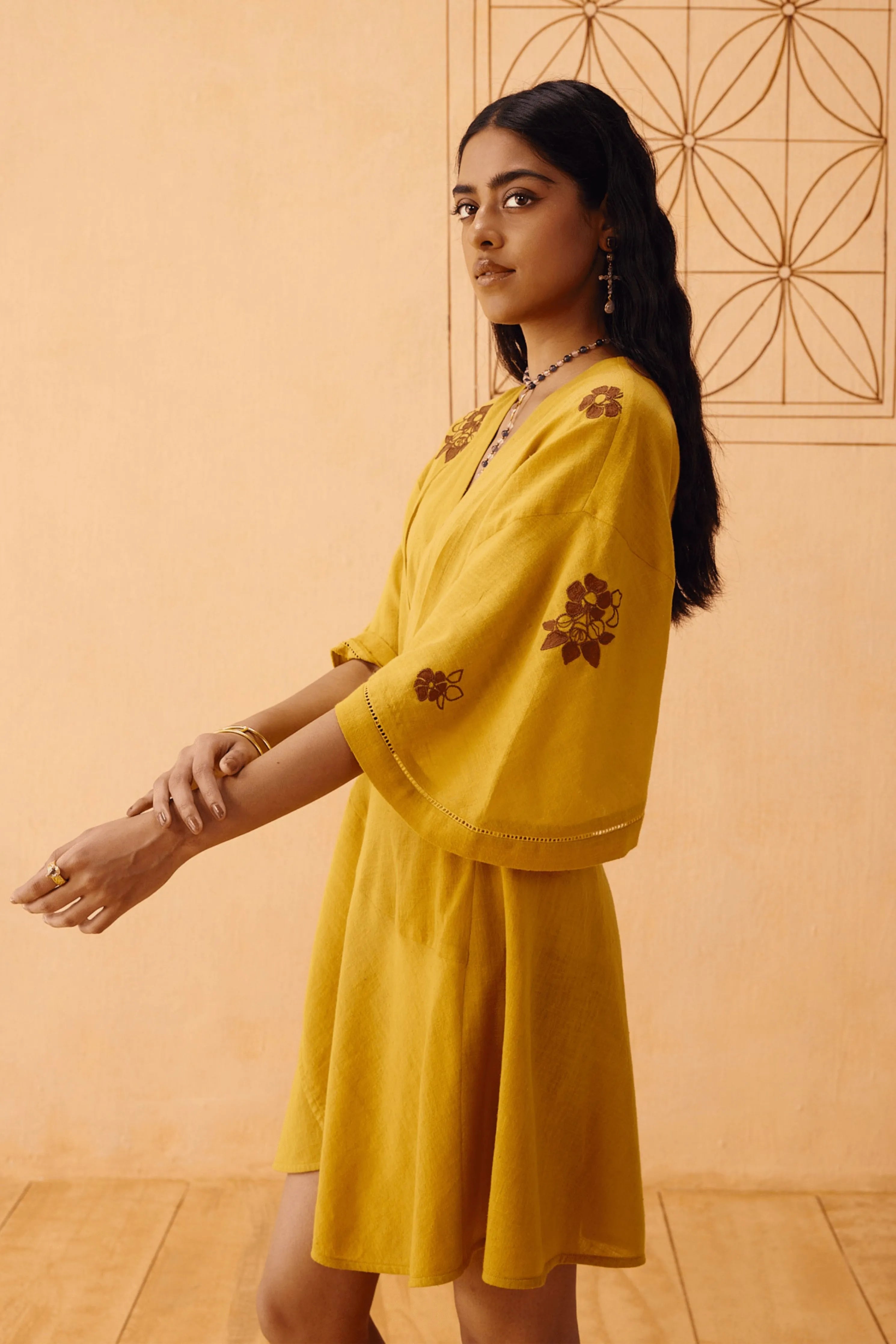 Glowing Garden Handspun Handwoven Organic Cotton Wrap Dress