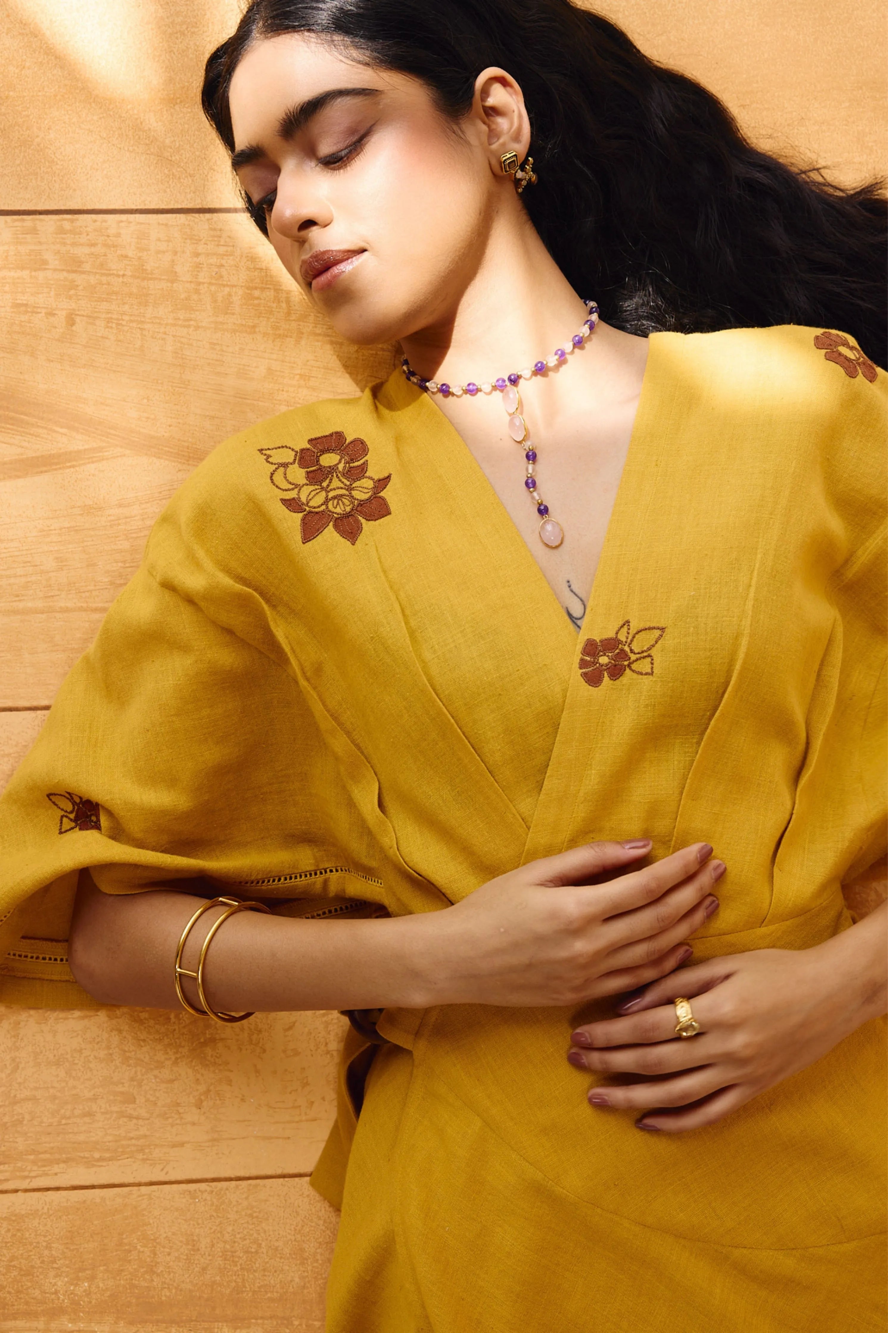 Glowing Garden Handspun Handwoven Organic Cotton Wrap Dress