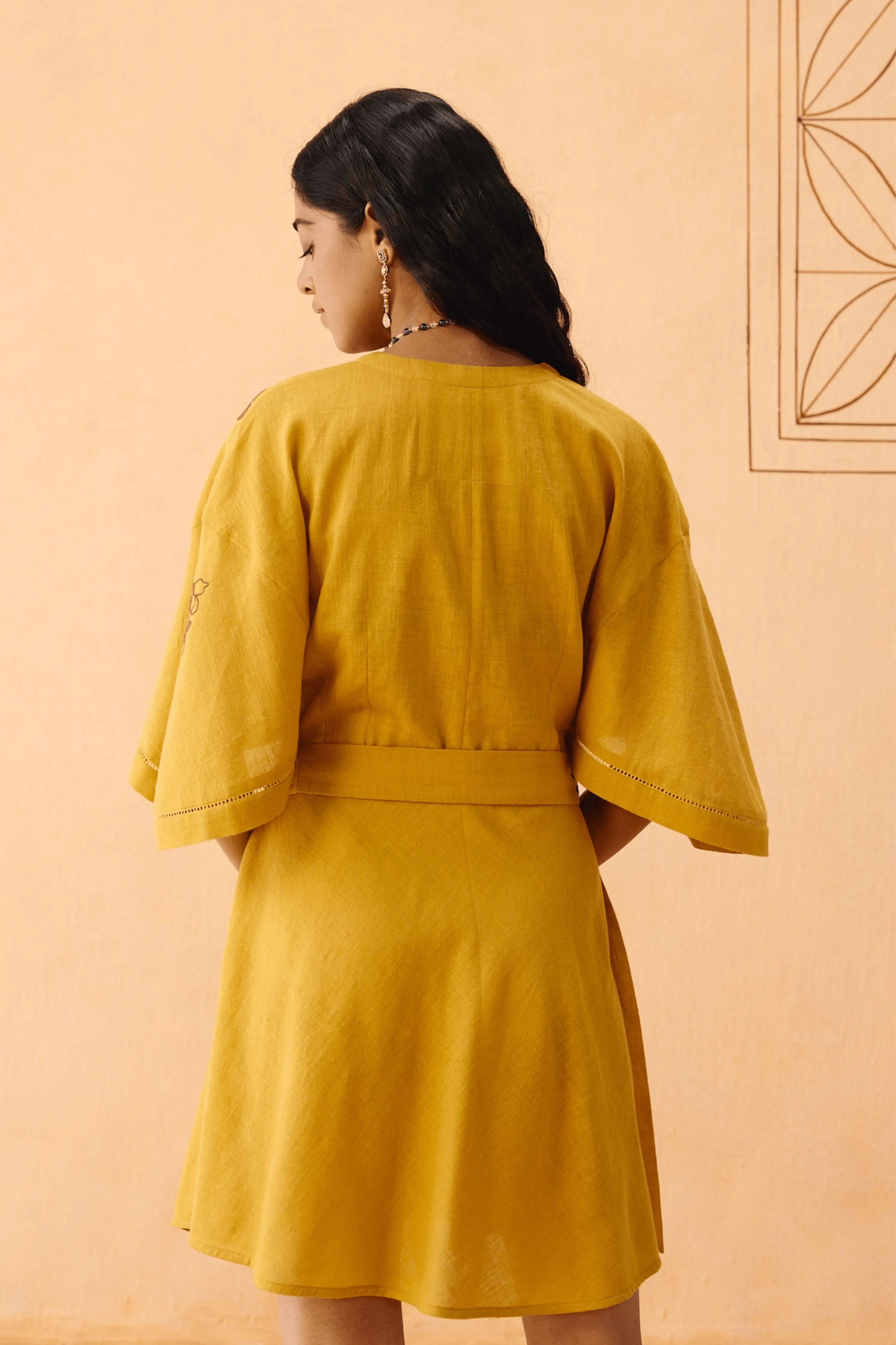 Glowing Garden Handspun Handwoven Organic Cotton Wrap Dress