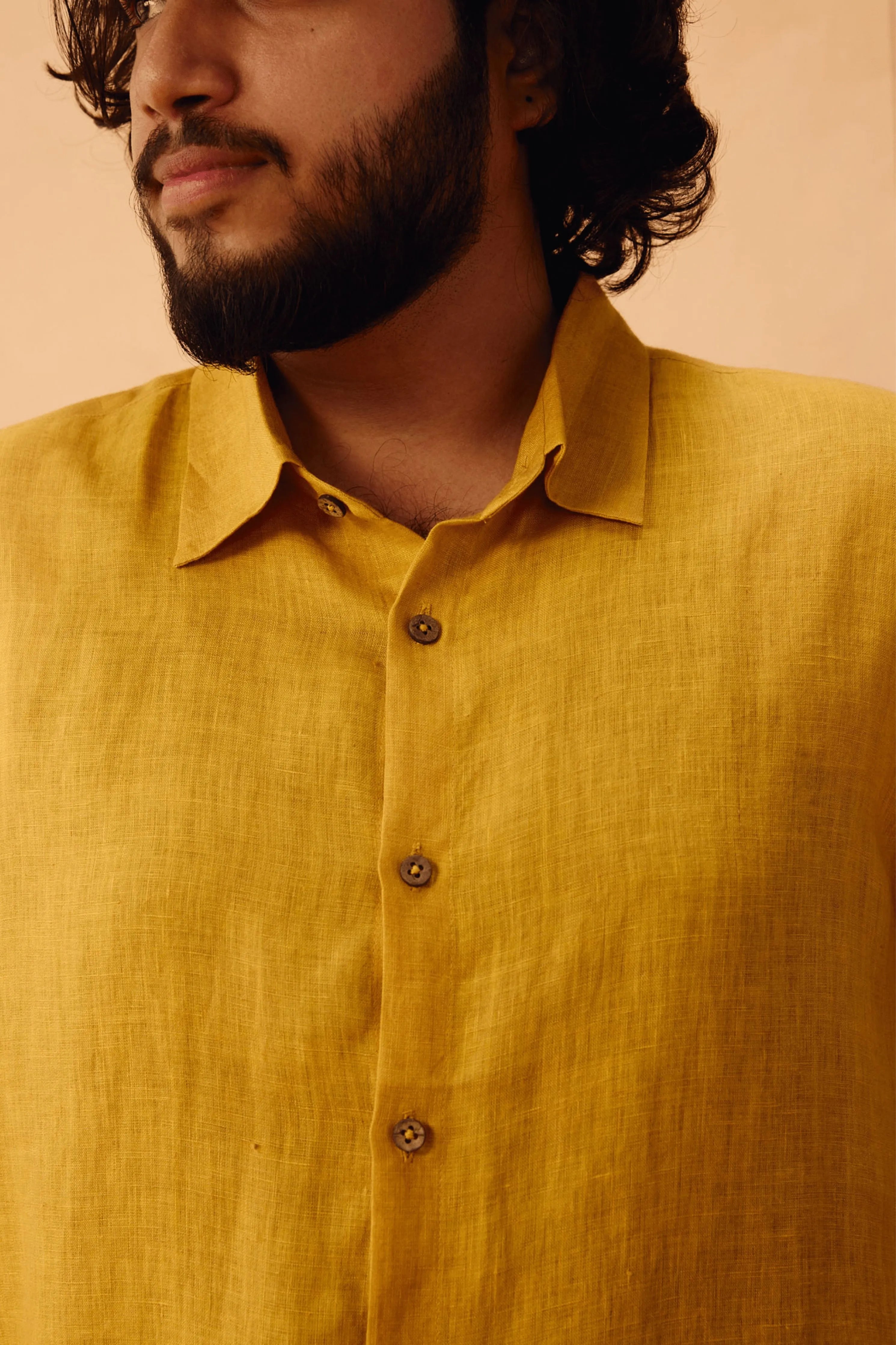 Golden Palm Men's Linen Shirt