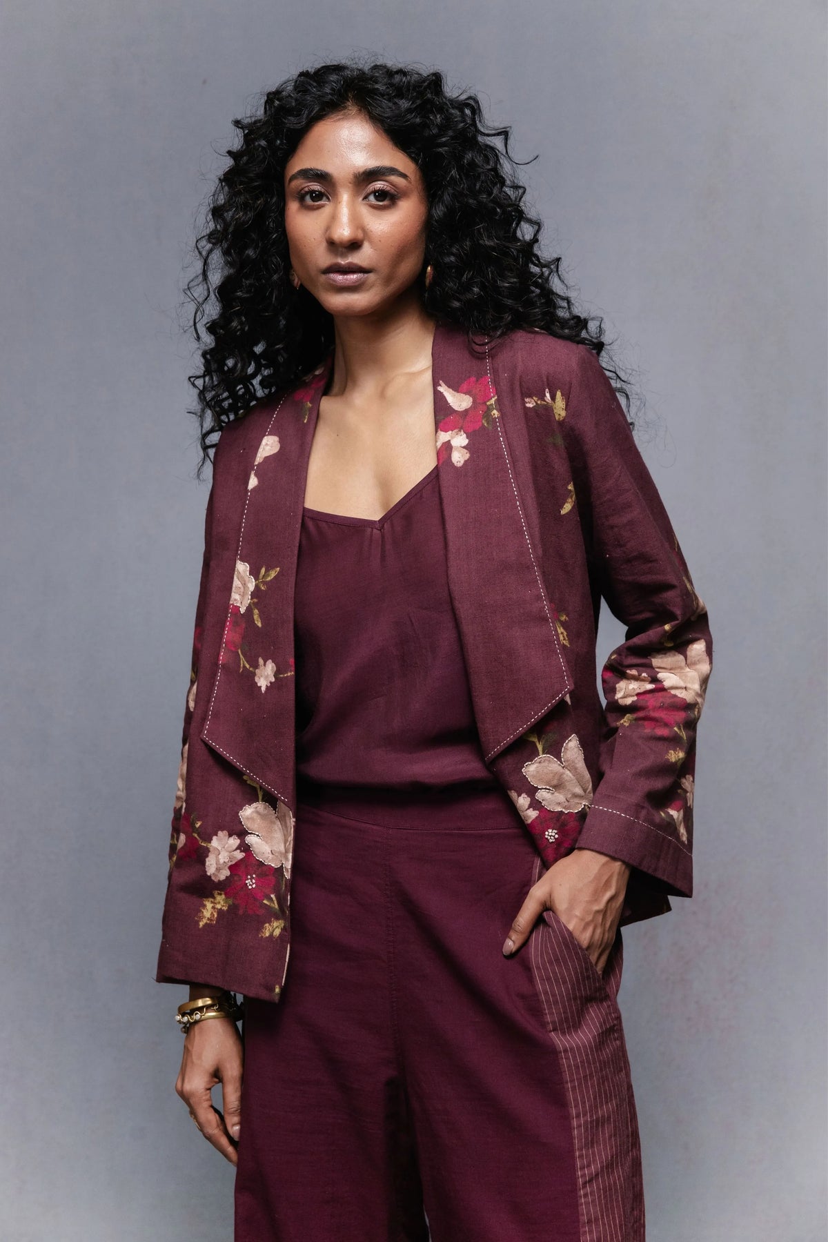 Selvage Jacket Set Wine