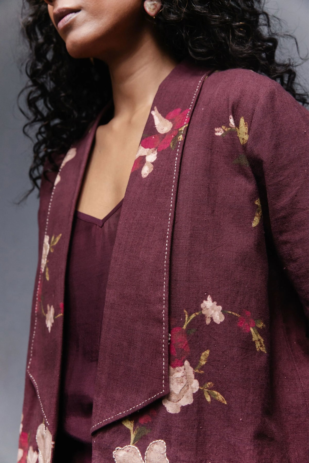 Selvage Jacket Set Wine