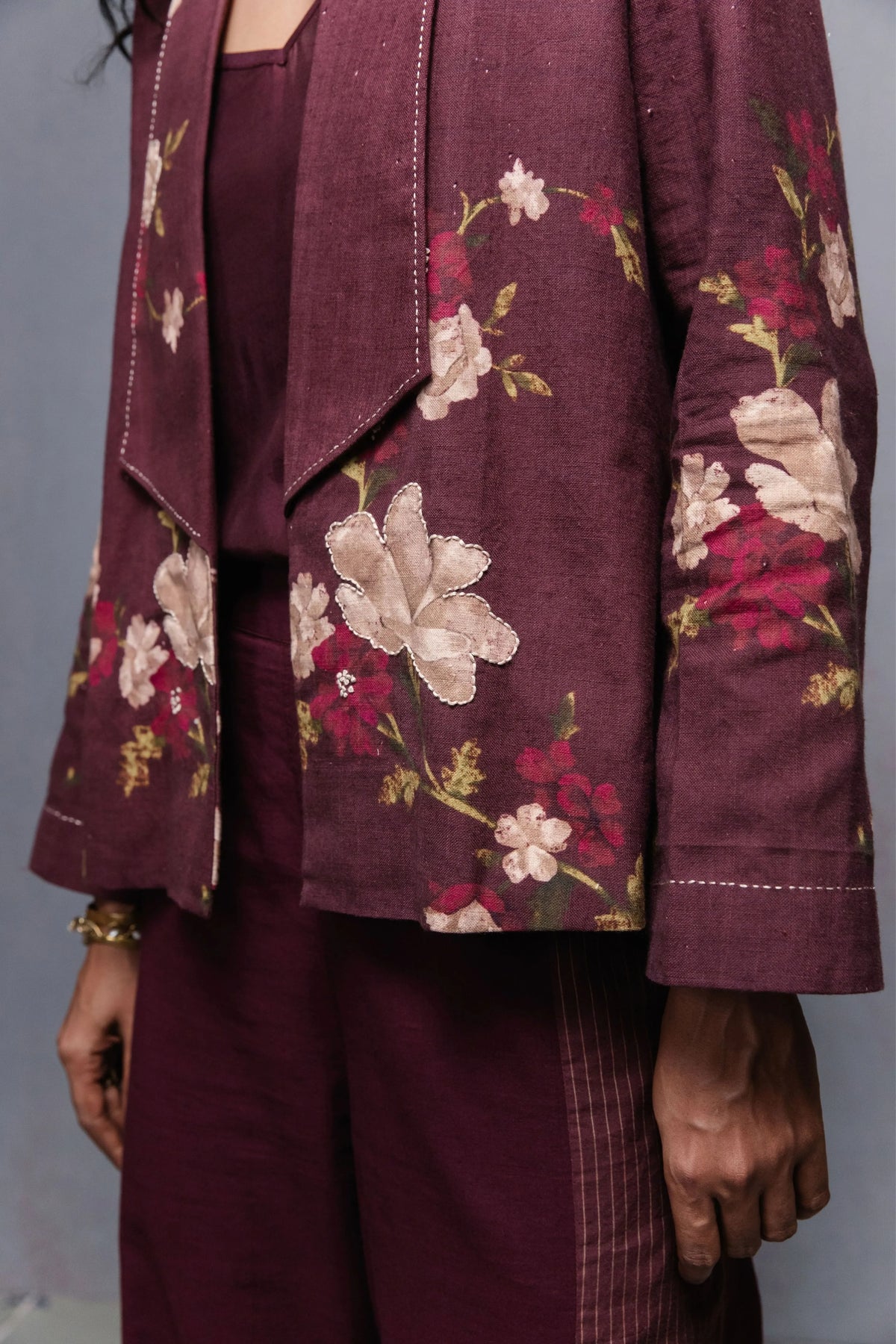 Selvage Jacket Set Wine