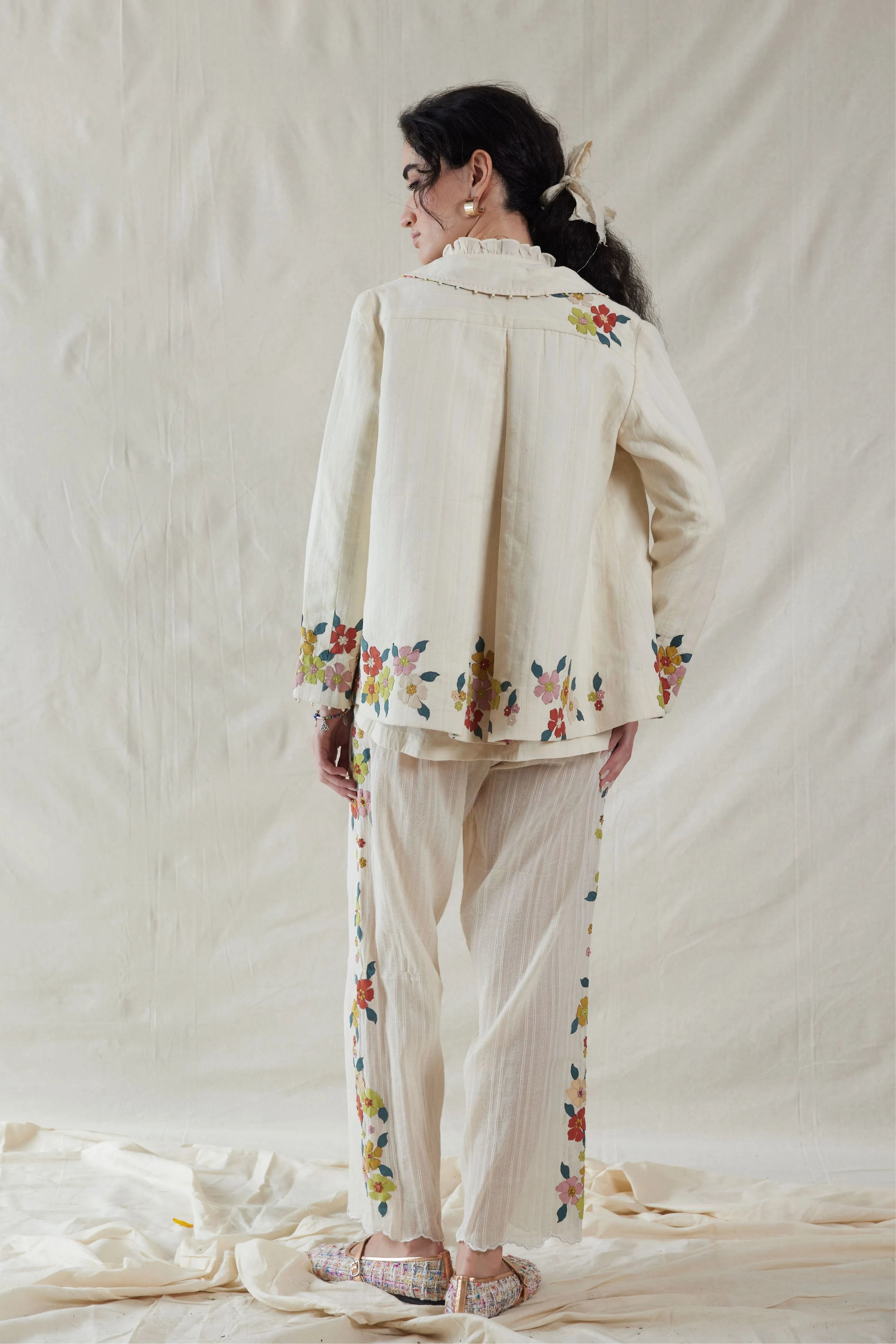 Floral Hand Woven Cotton Silk Jacket