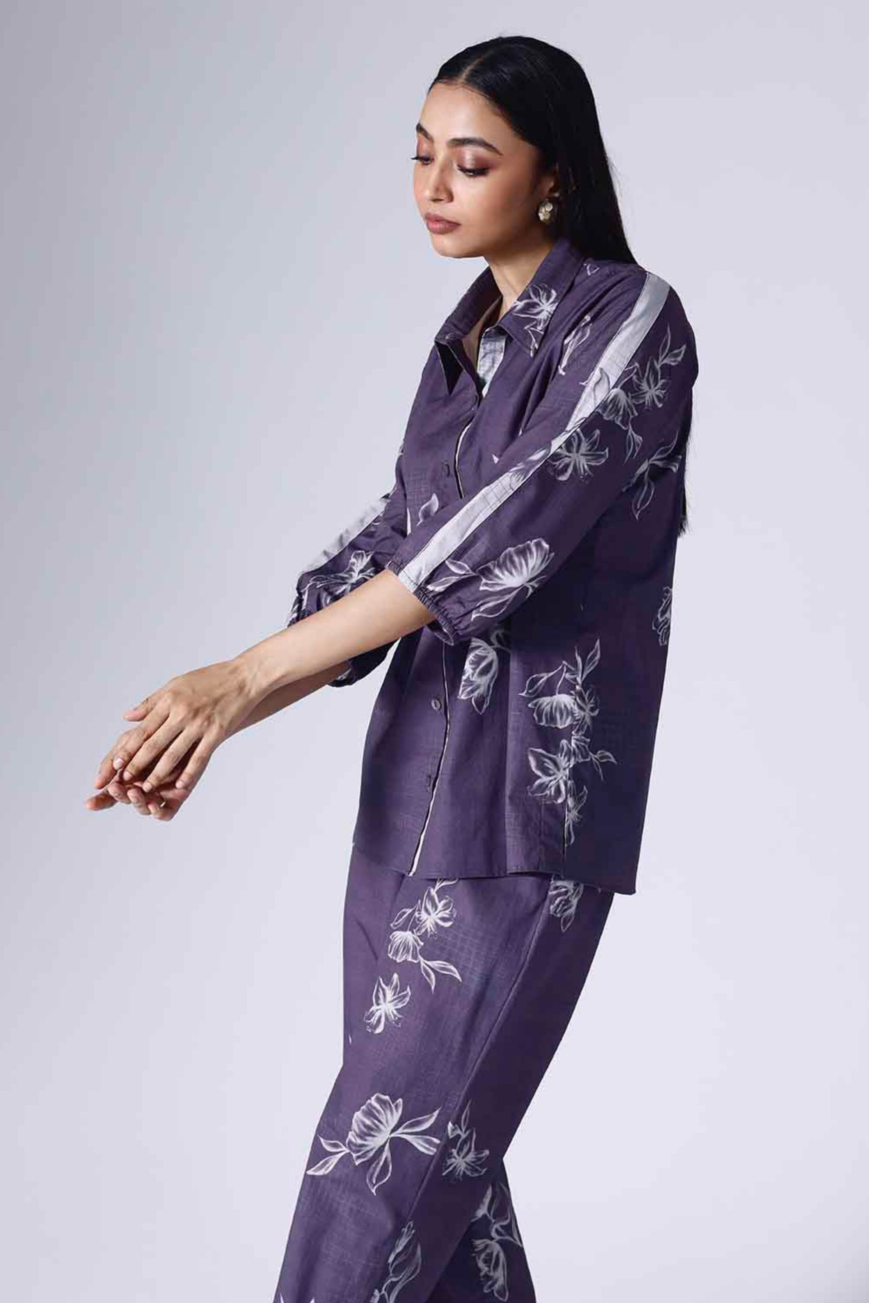 Floral Grid Purple Co-Ord Set