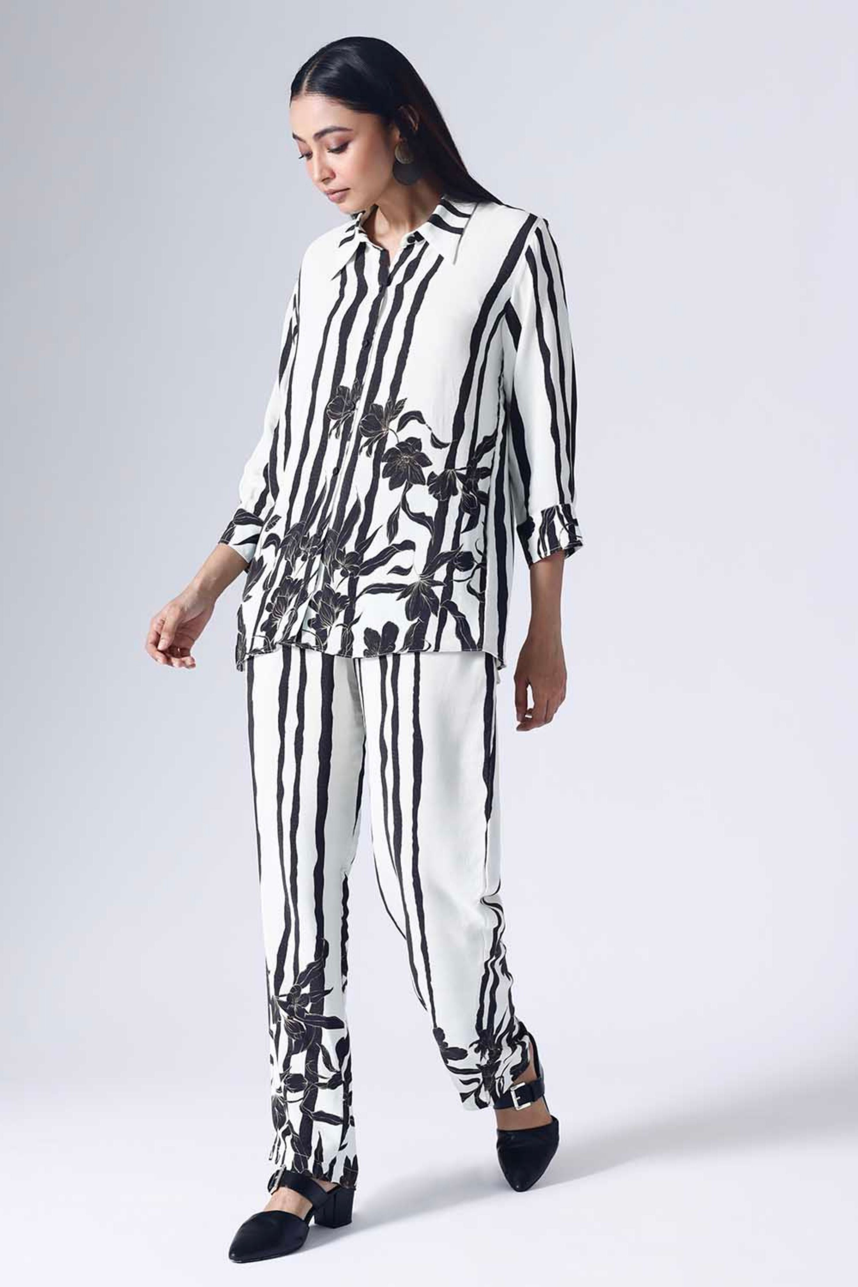 Floral Stripe Bw Shirt