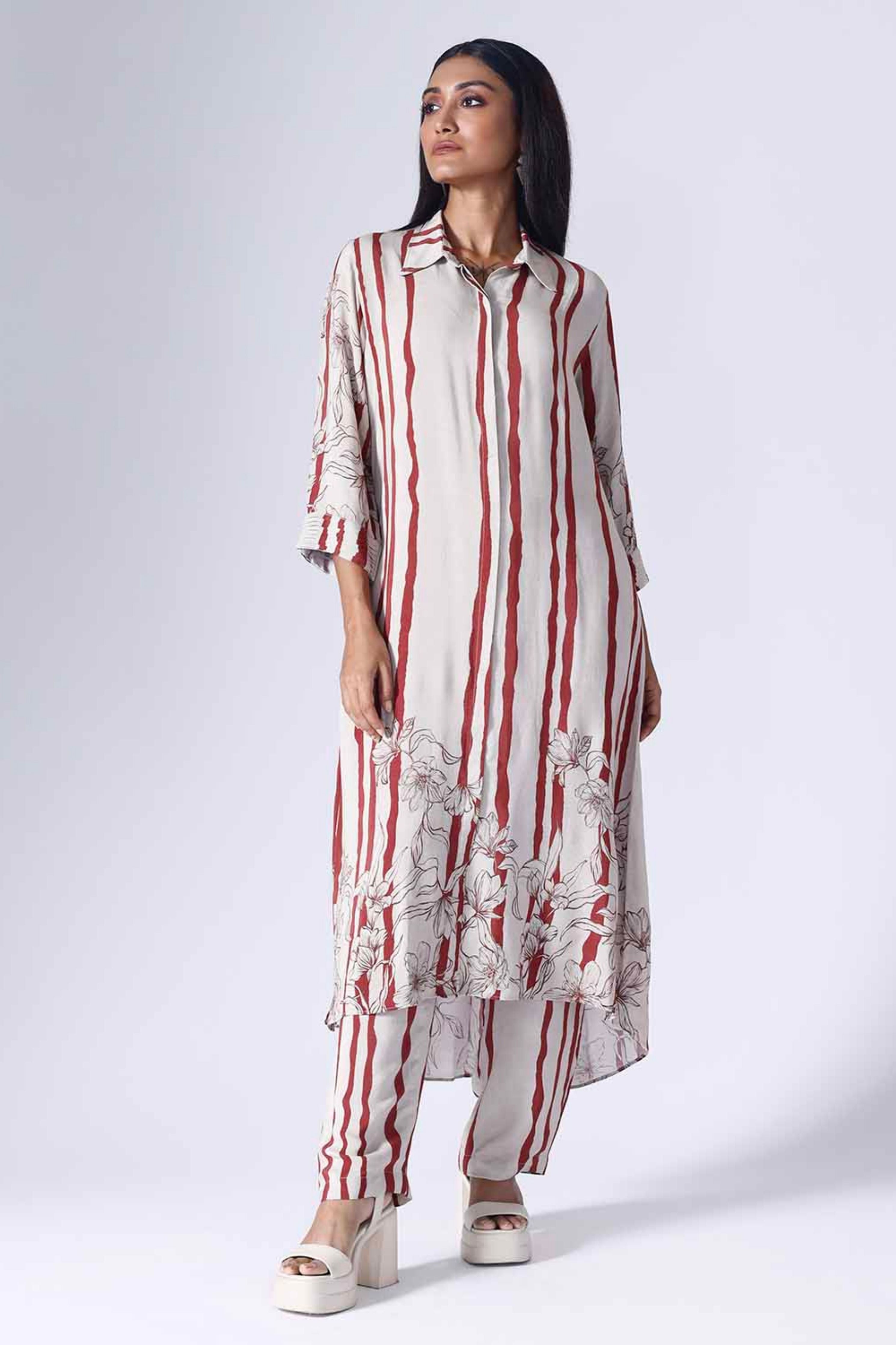 Floral Stripe Long Co-Ord Set