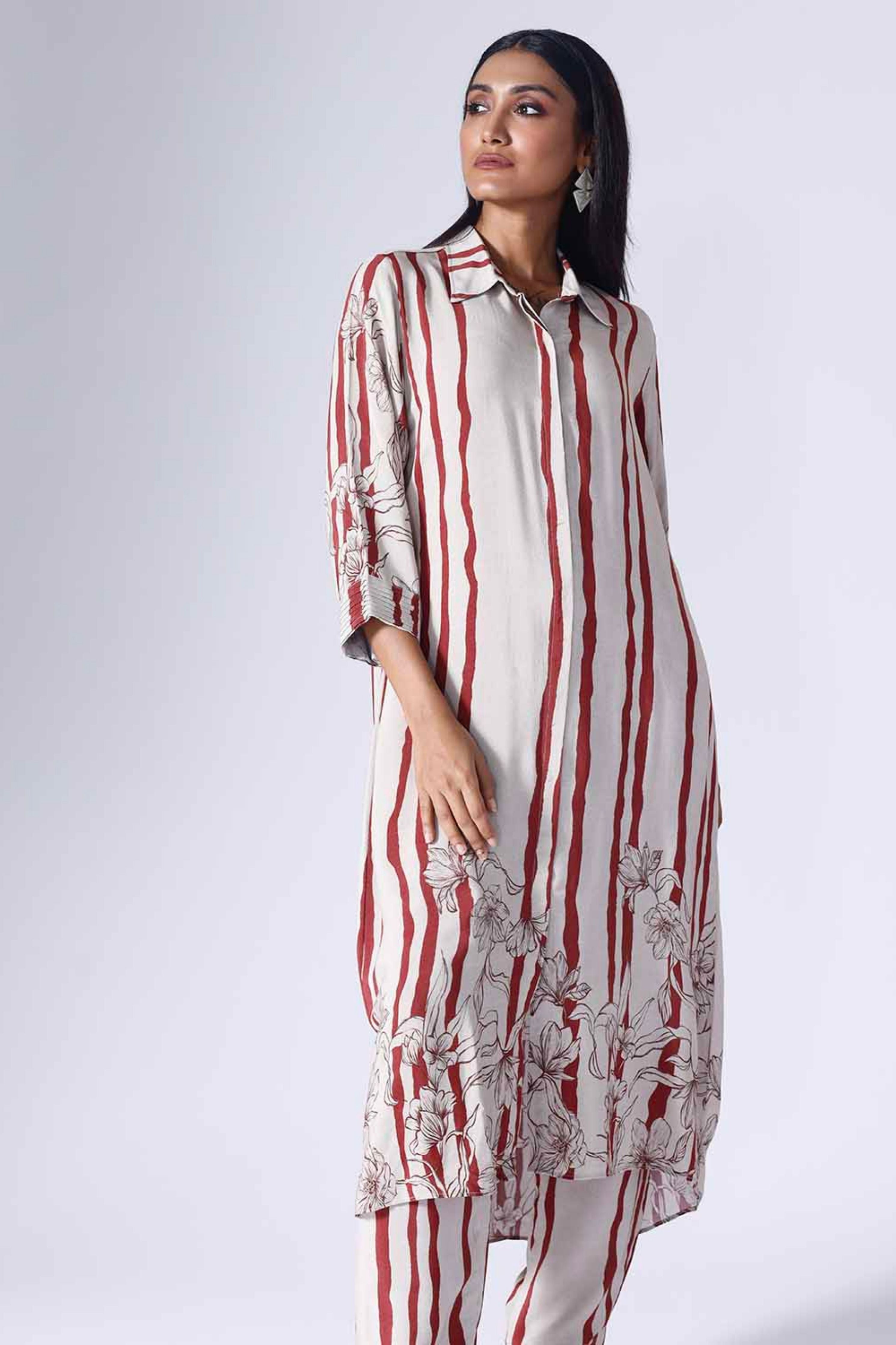 Floral Stripe Long Co-Ord Set