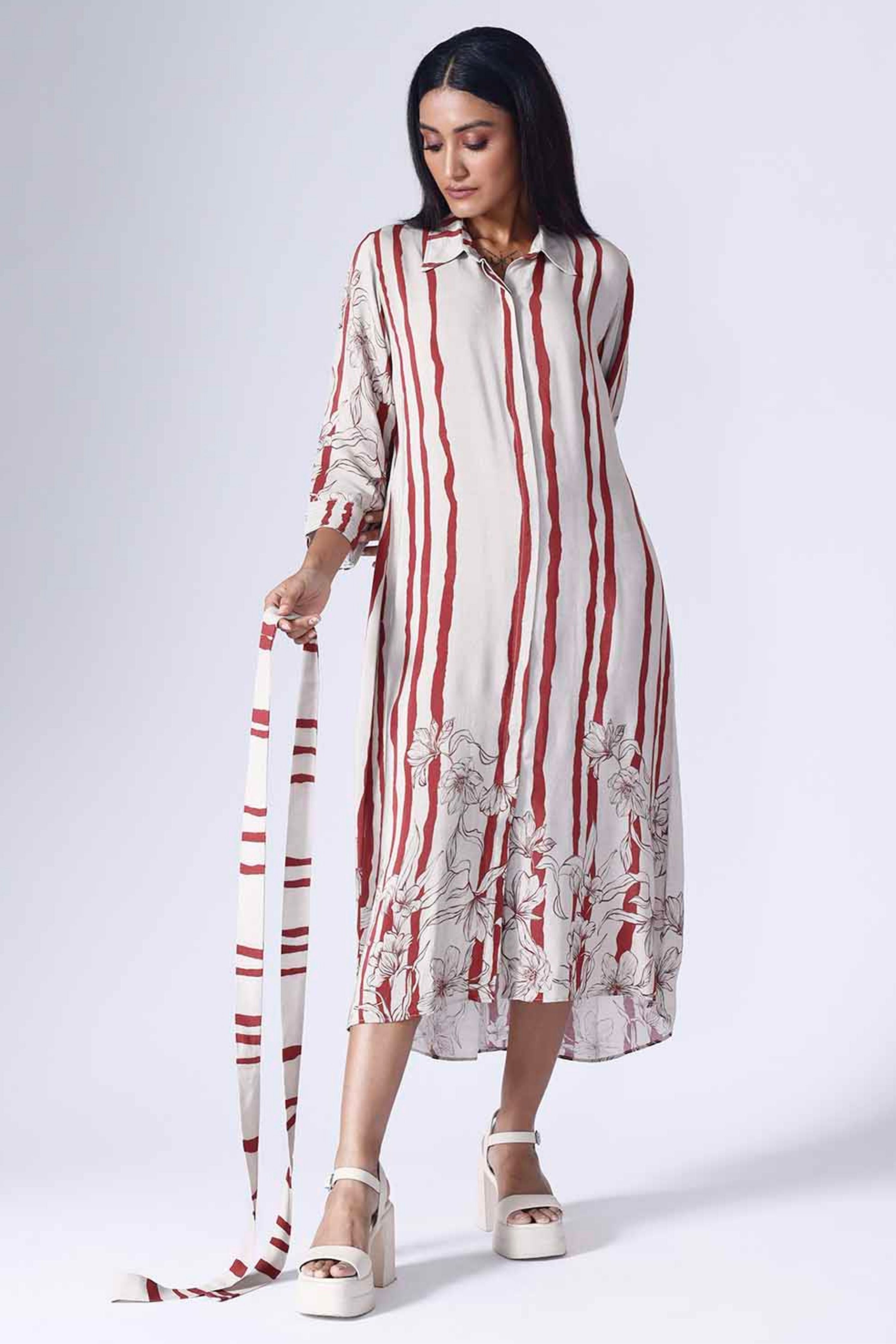 Floral Stripe Long Dress