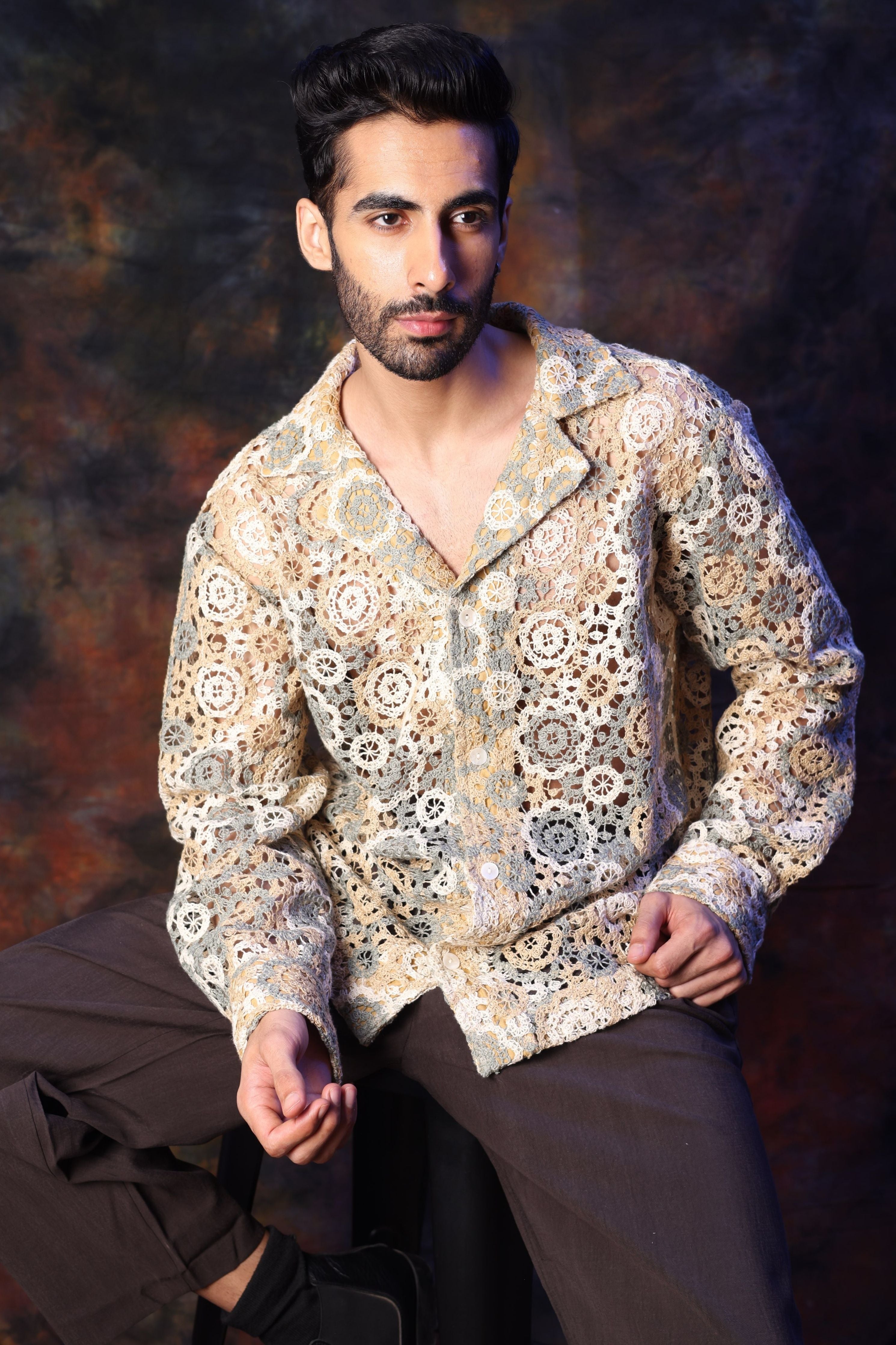 Cream Crochet Shirt