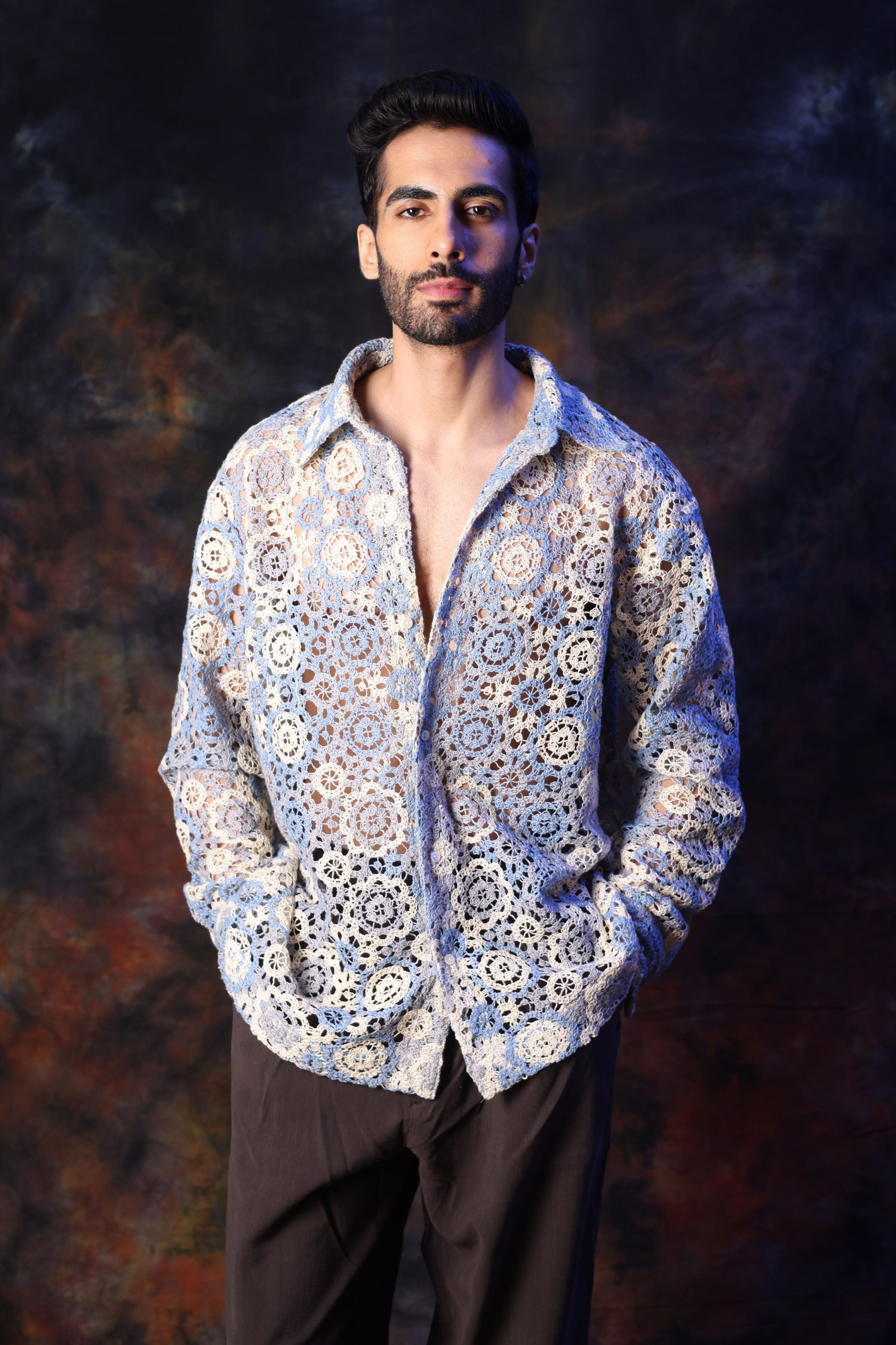 Blue Crochet Shirt