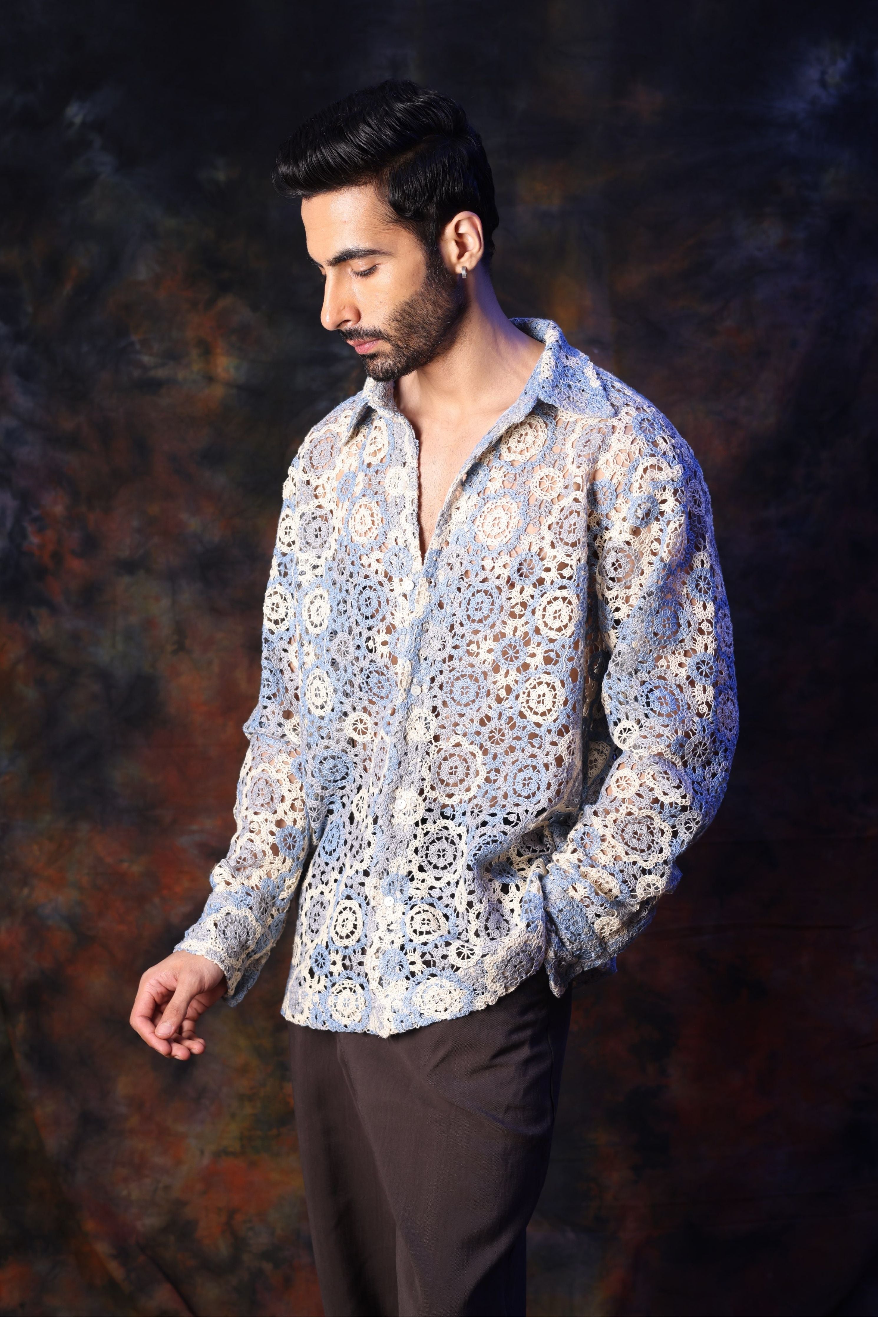 Blue Crochet Shirt
