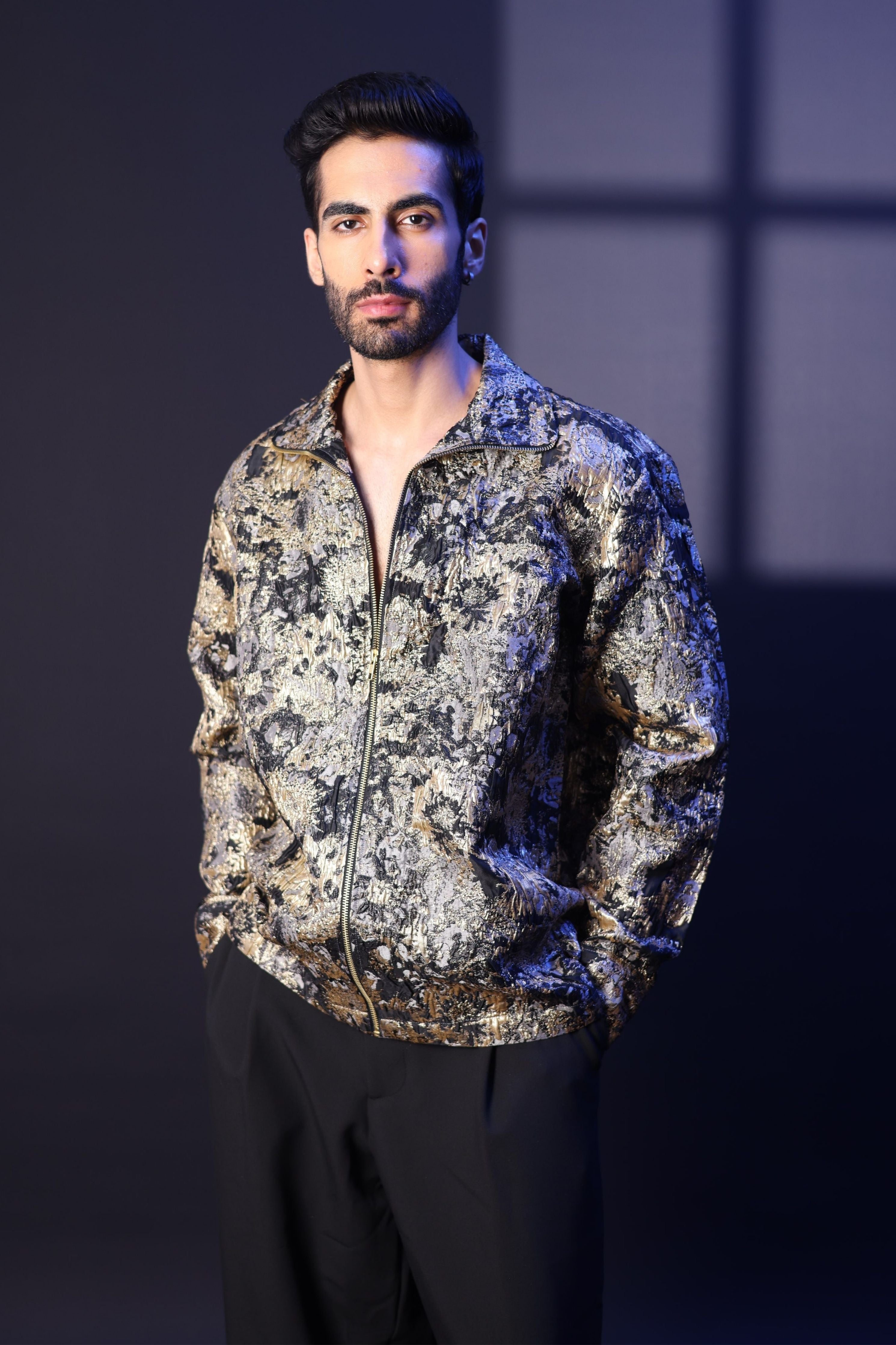 Gold Embossed Jacquard Shirt