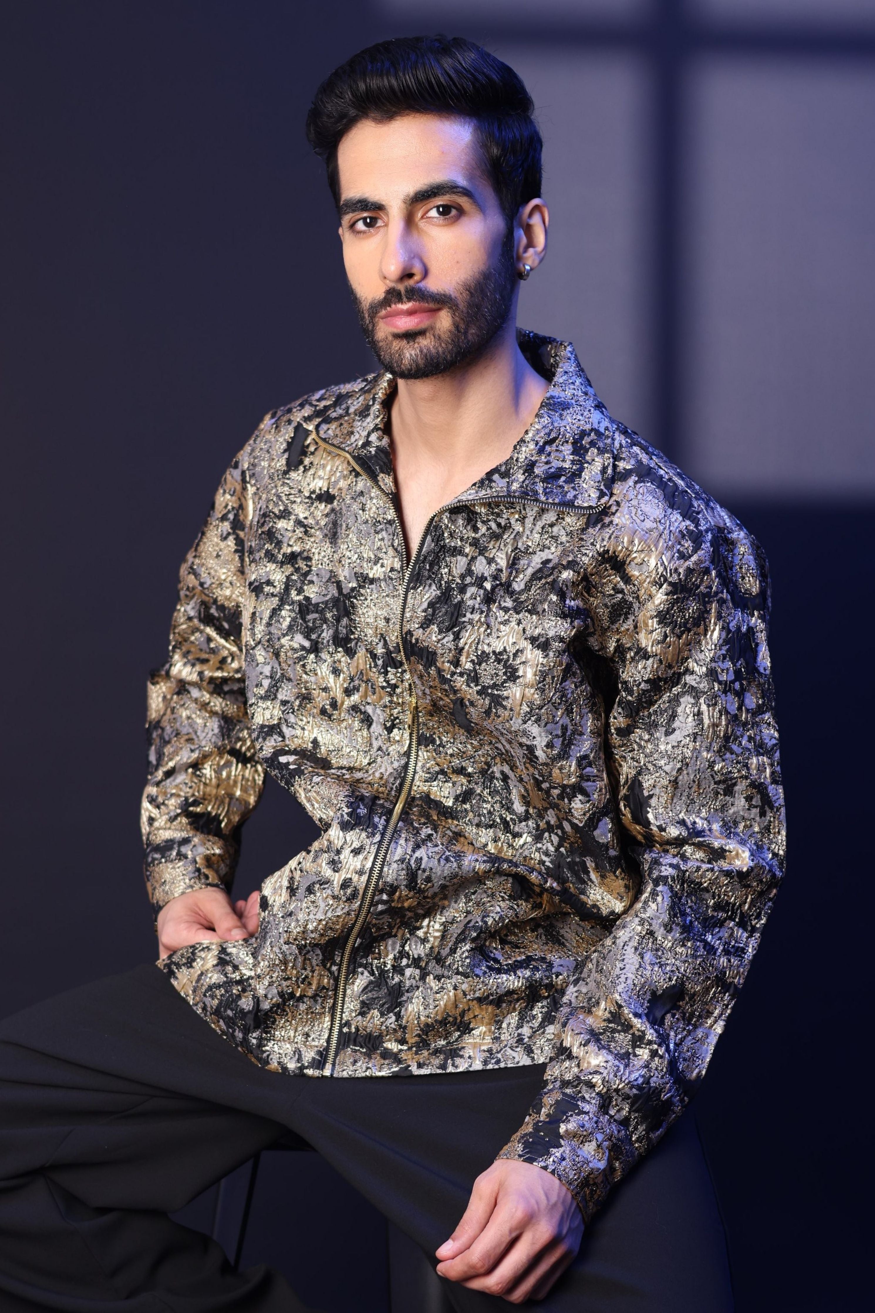 Gold Embossed Jacquard Shirt