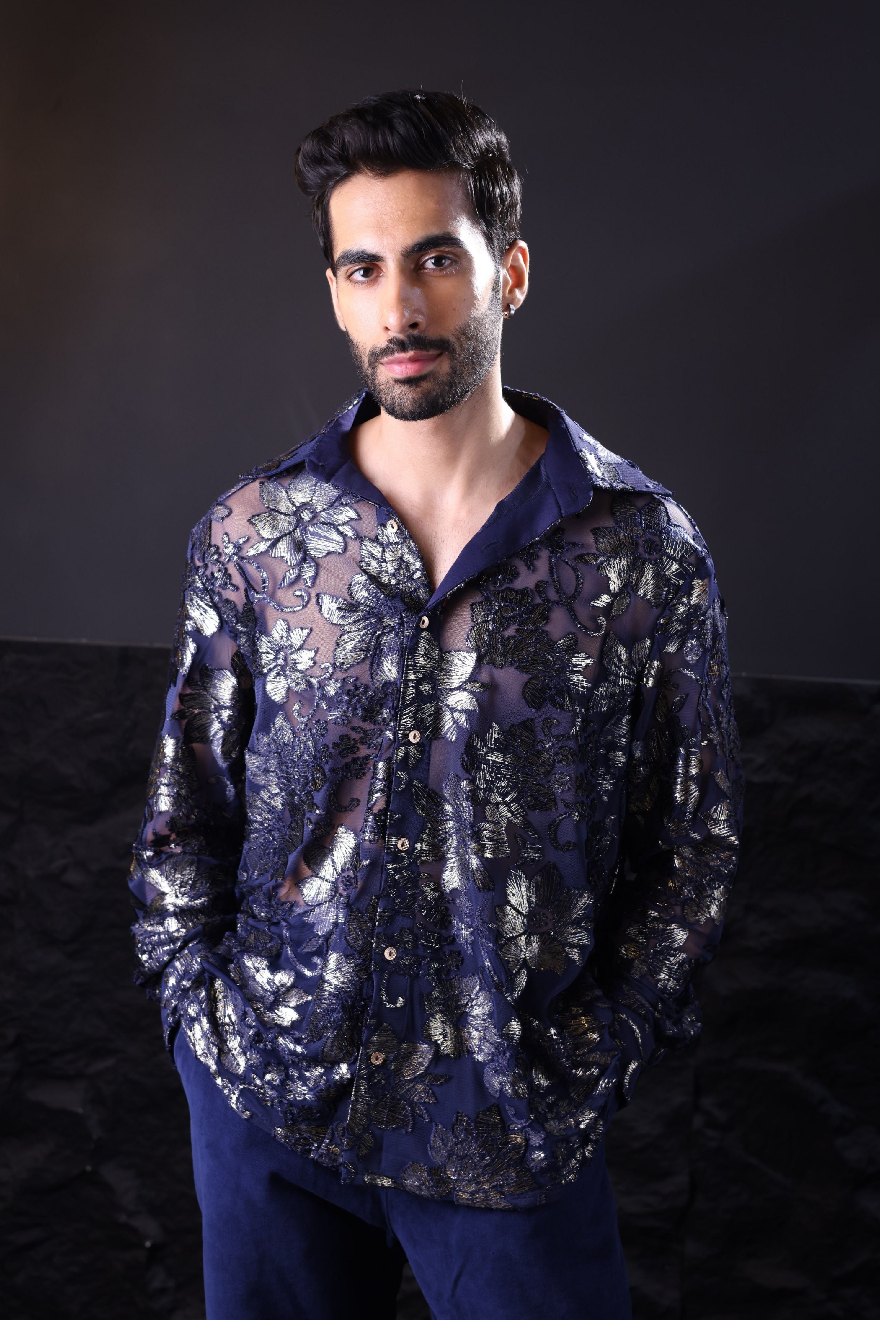 Blue Velevt Shirt