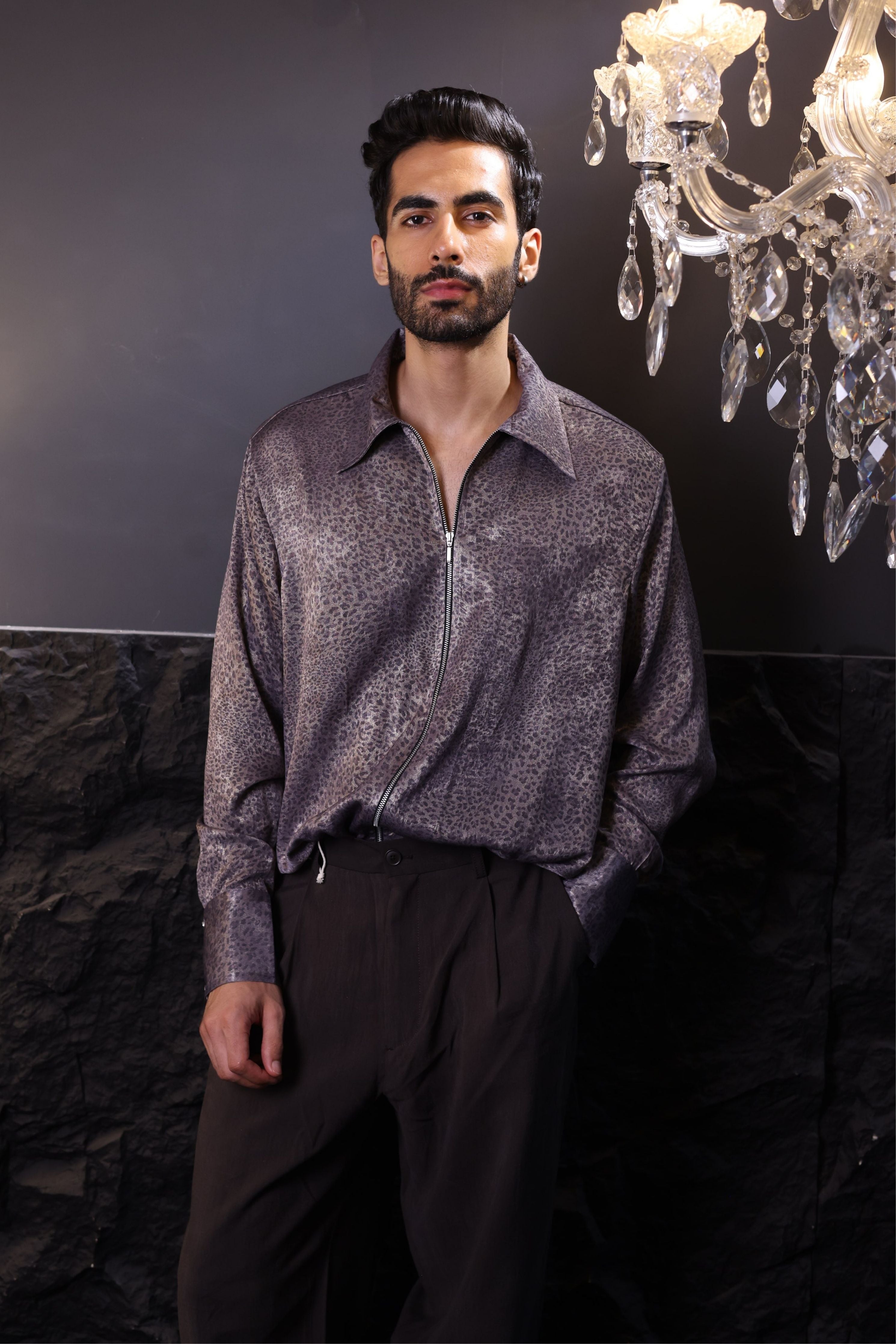 Grey Satin Shirt