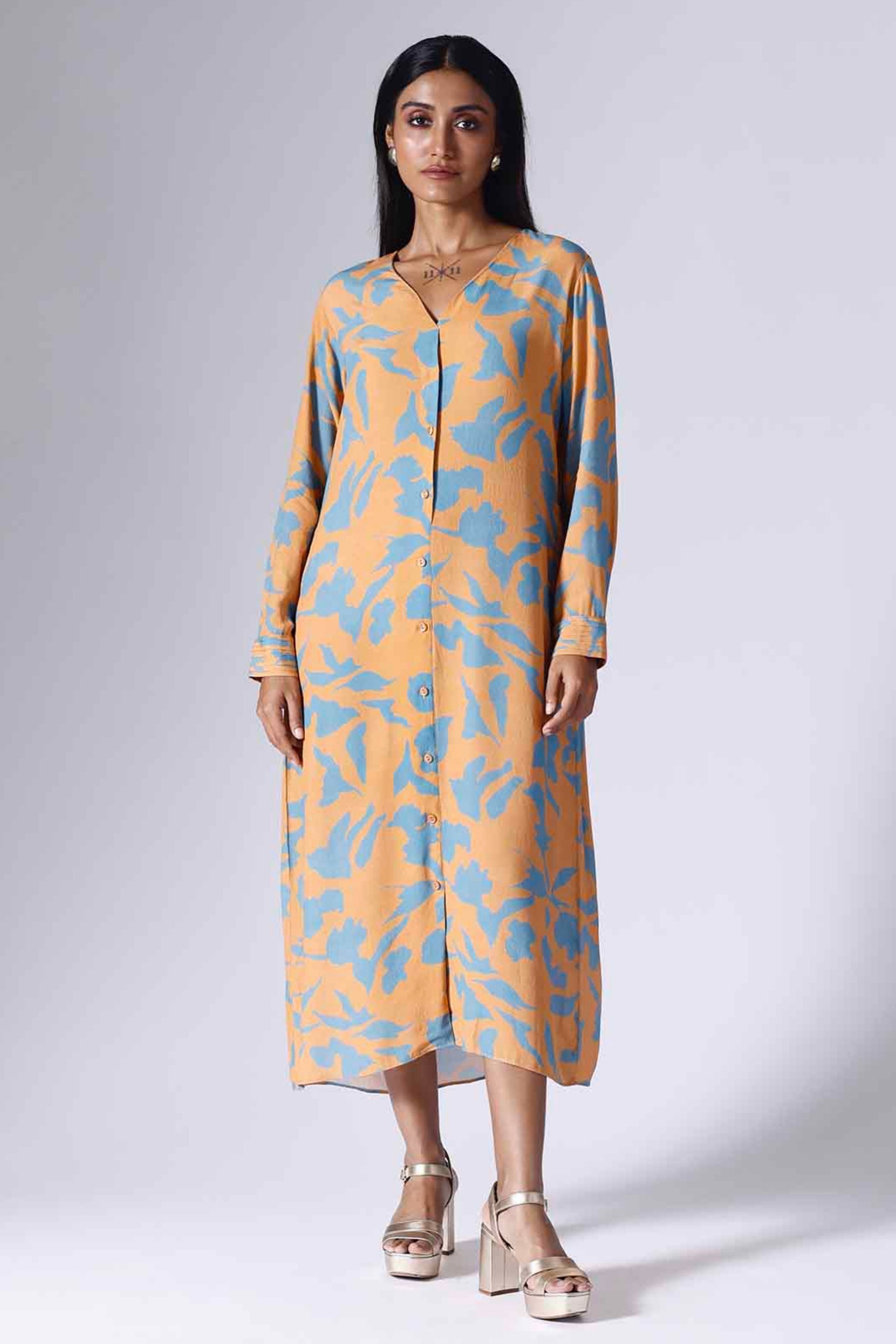 Foliage Orange Long Dress