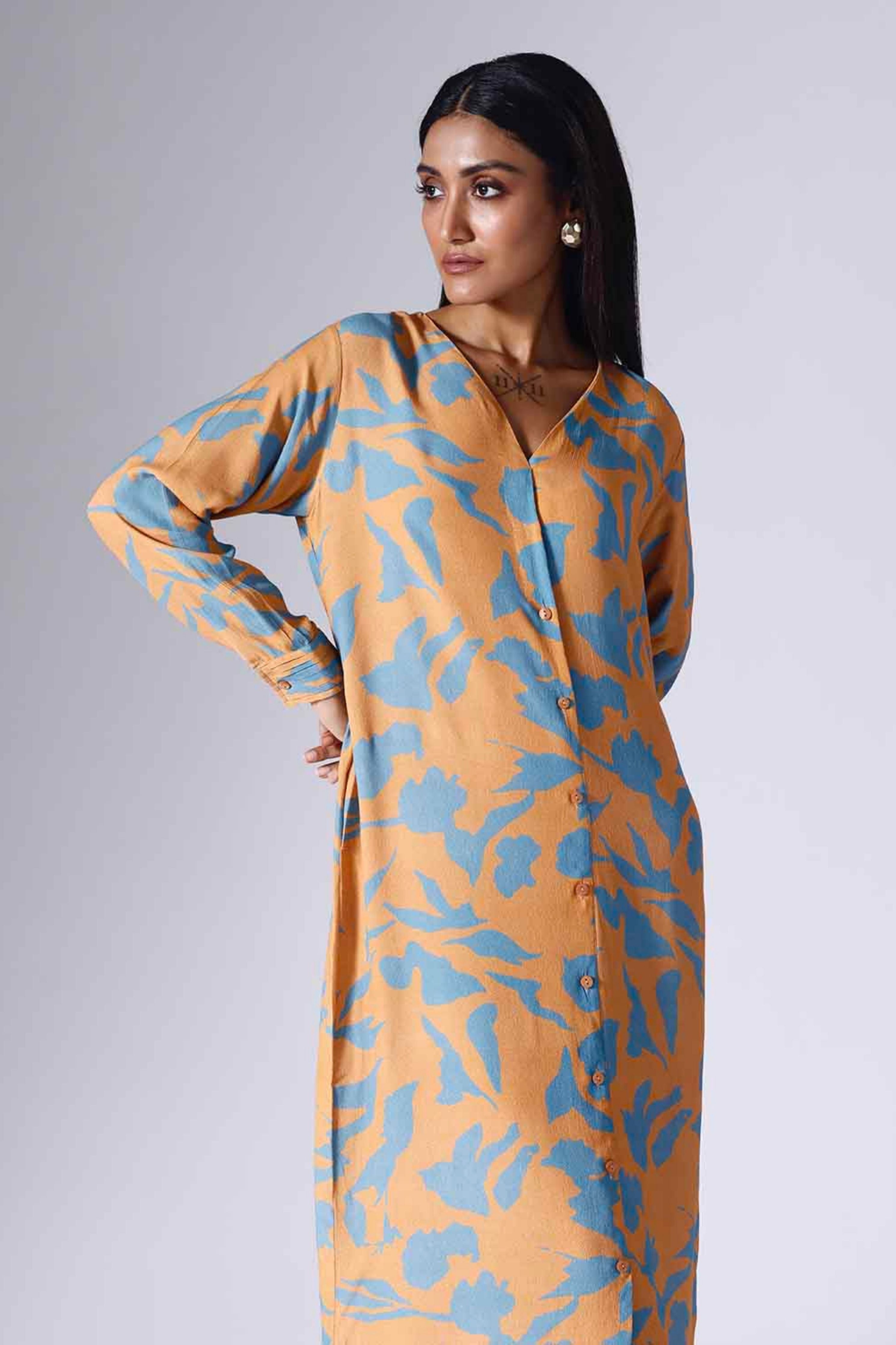 Foliage Orange Long Dress