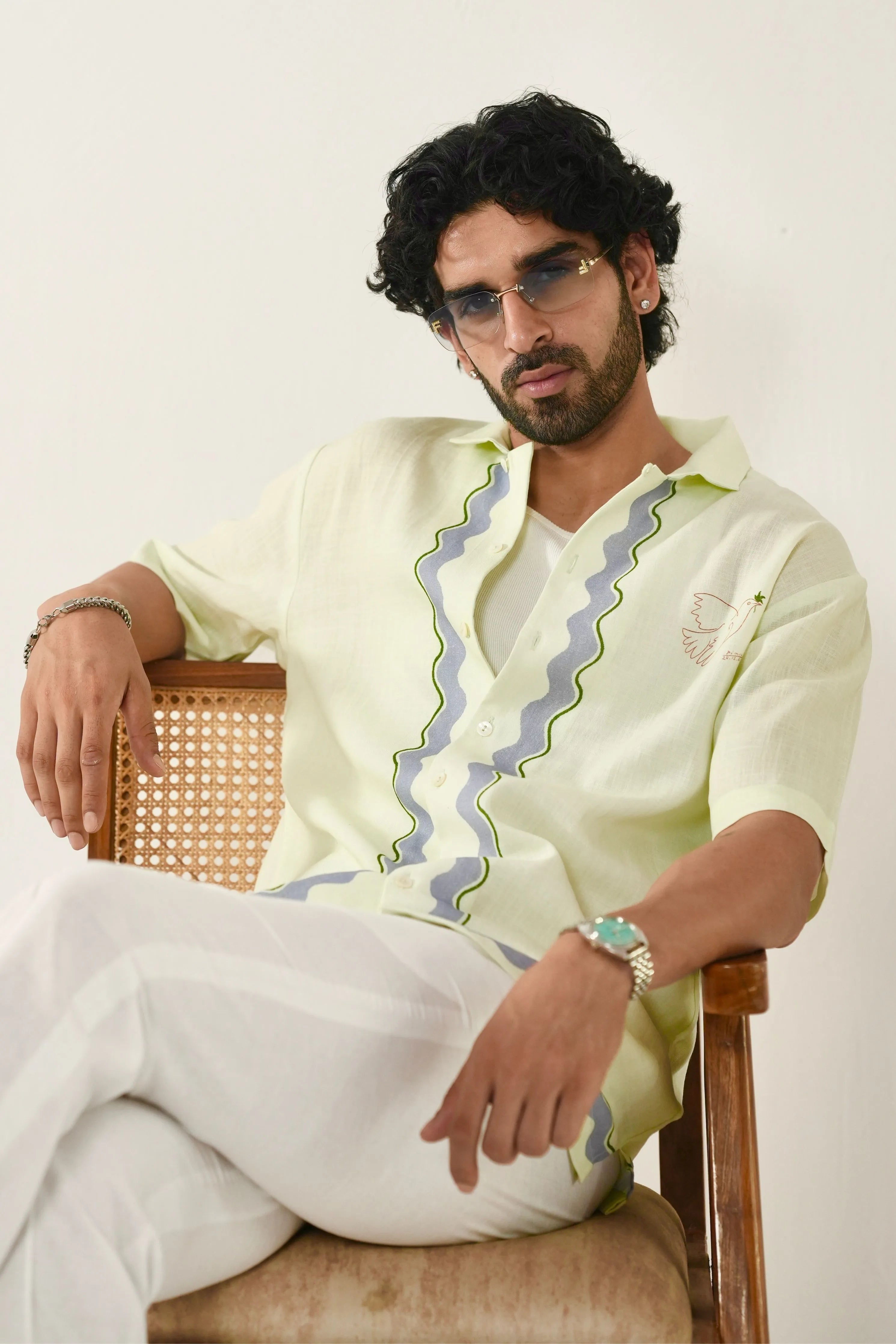 Green Antibes Cuban Collar Shirt