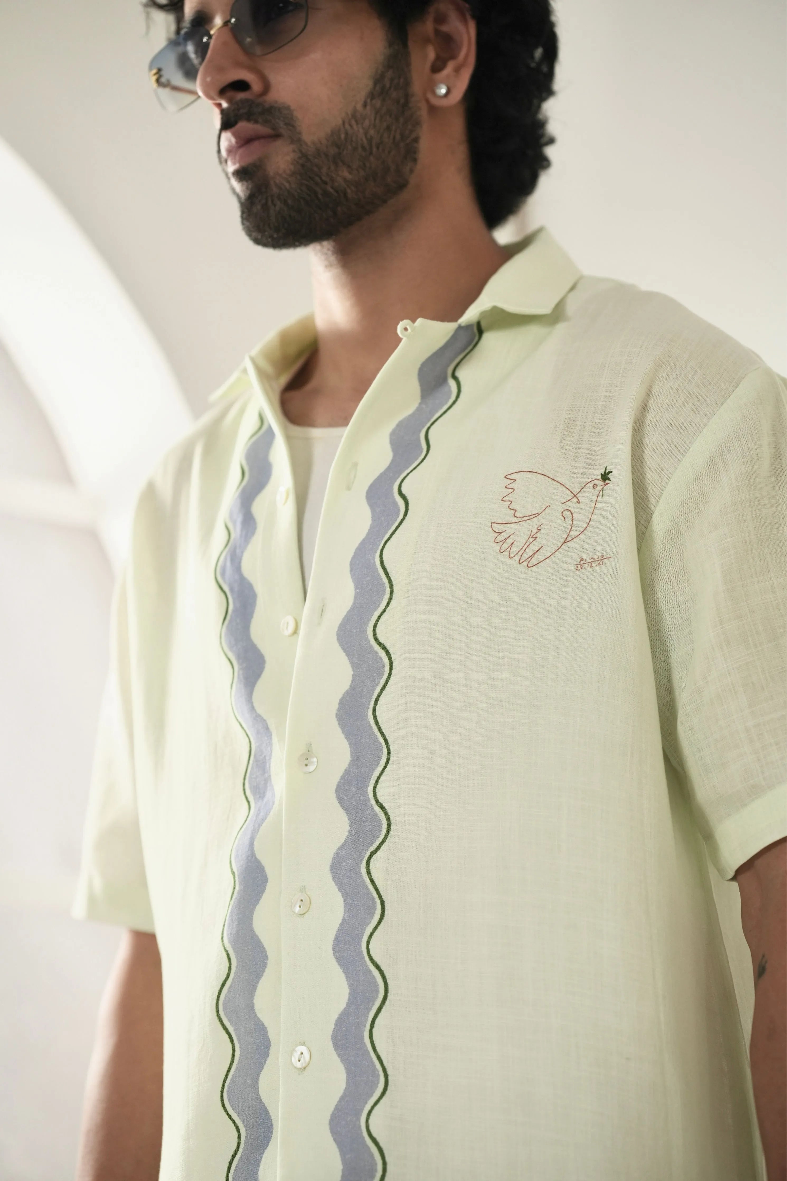 Green Antibes Cuban Collar Shirt