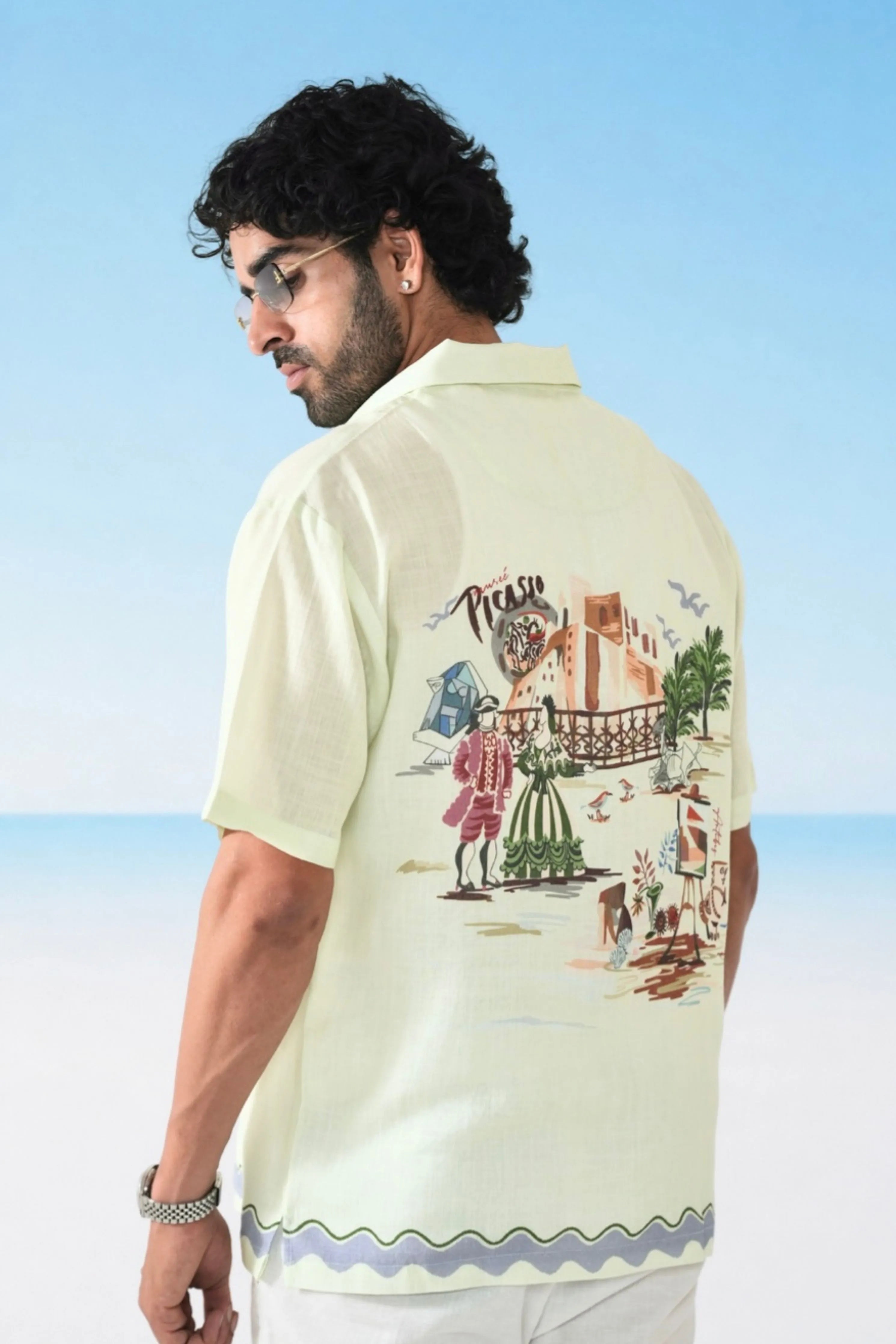 Green Antibes Cuban Collar Shirt