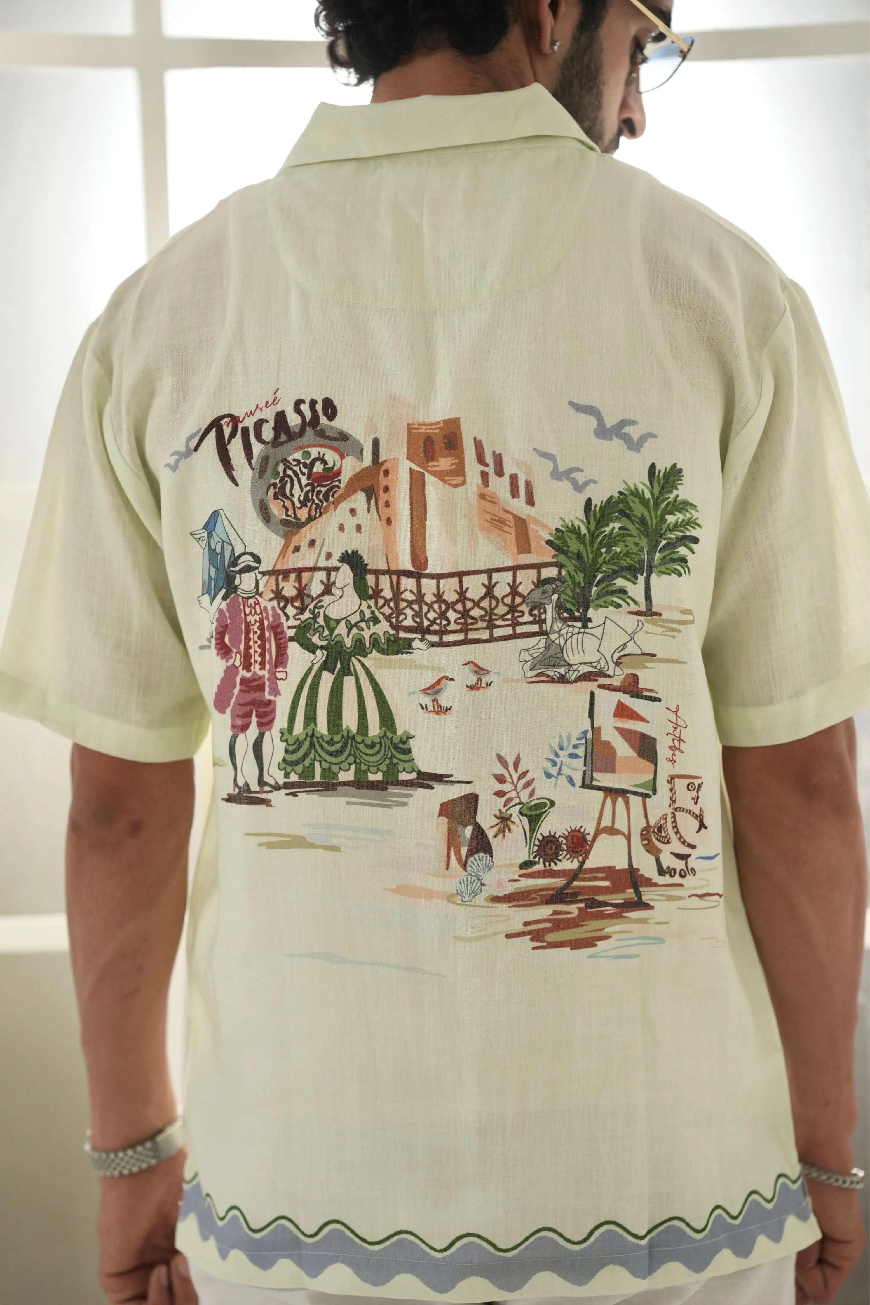 Green Antibes Cuban Collar Shirt
