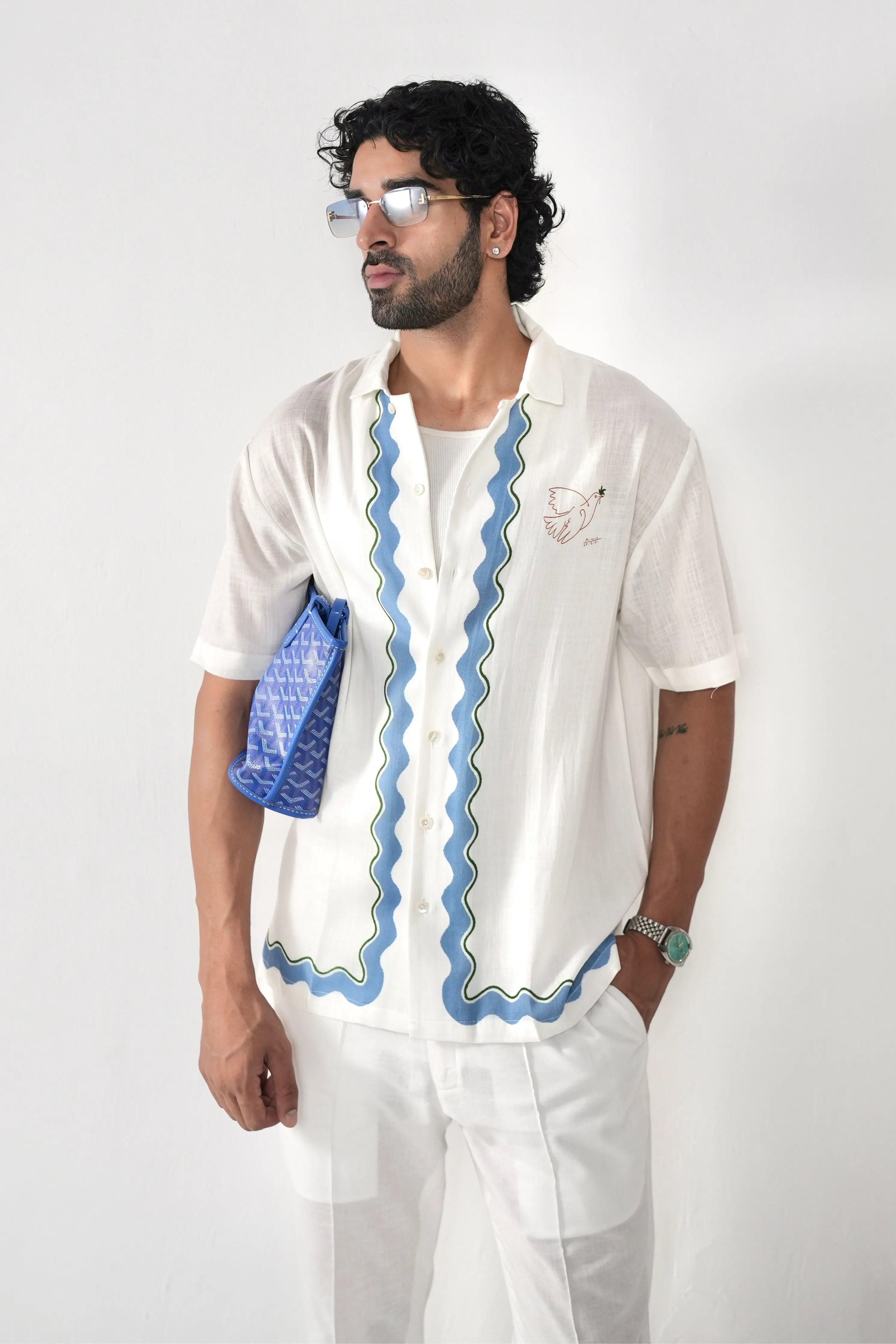 White Antibes Cuban Collar Shirt
