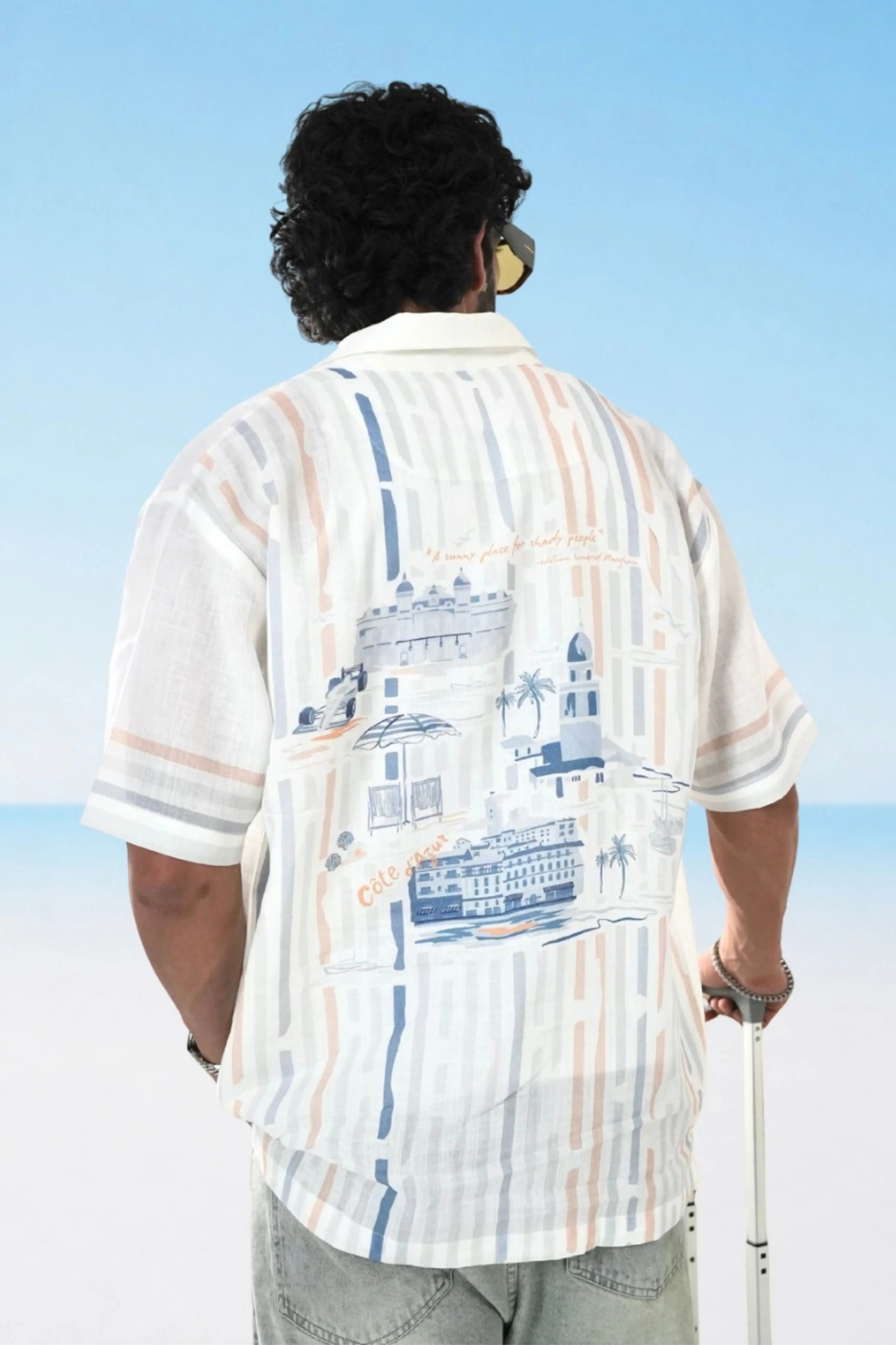 White Azure Cuban Collar Shirt