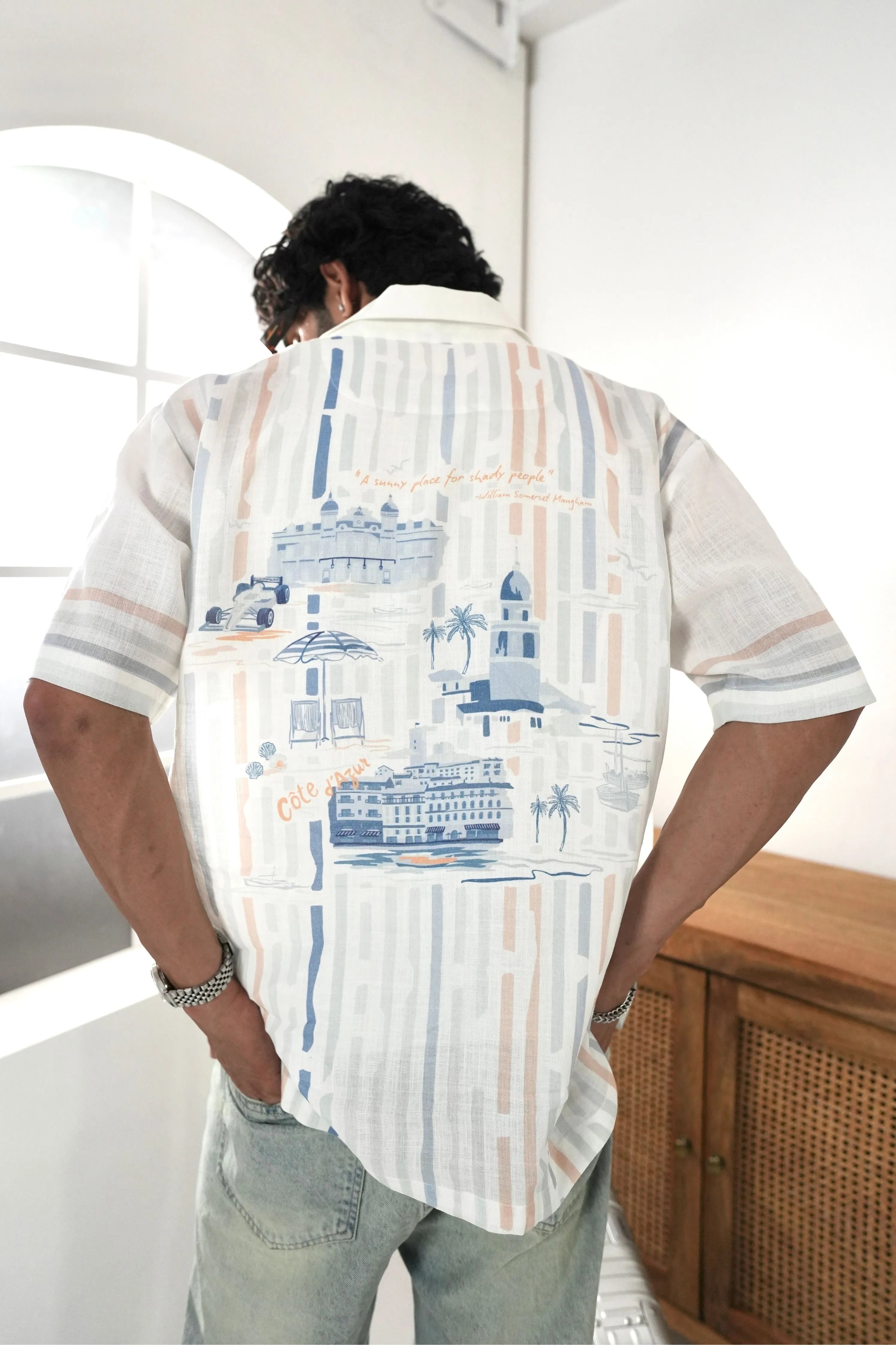 White Azure Cuban Collar Shirt