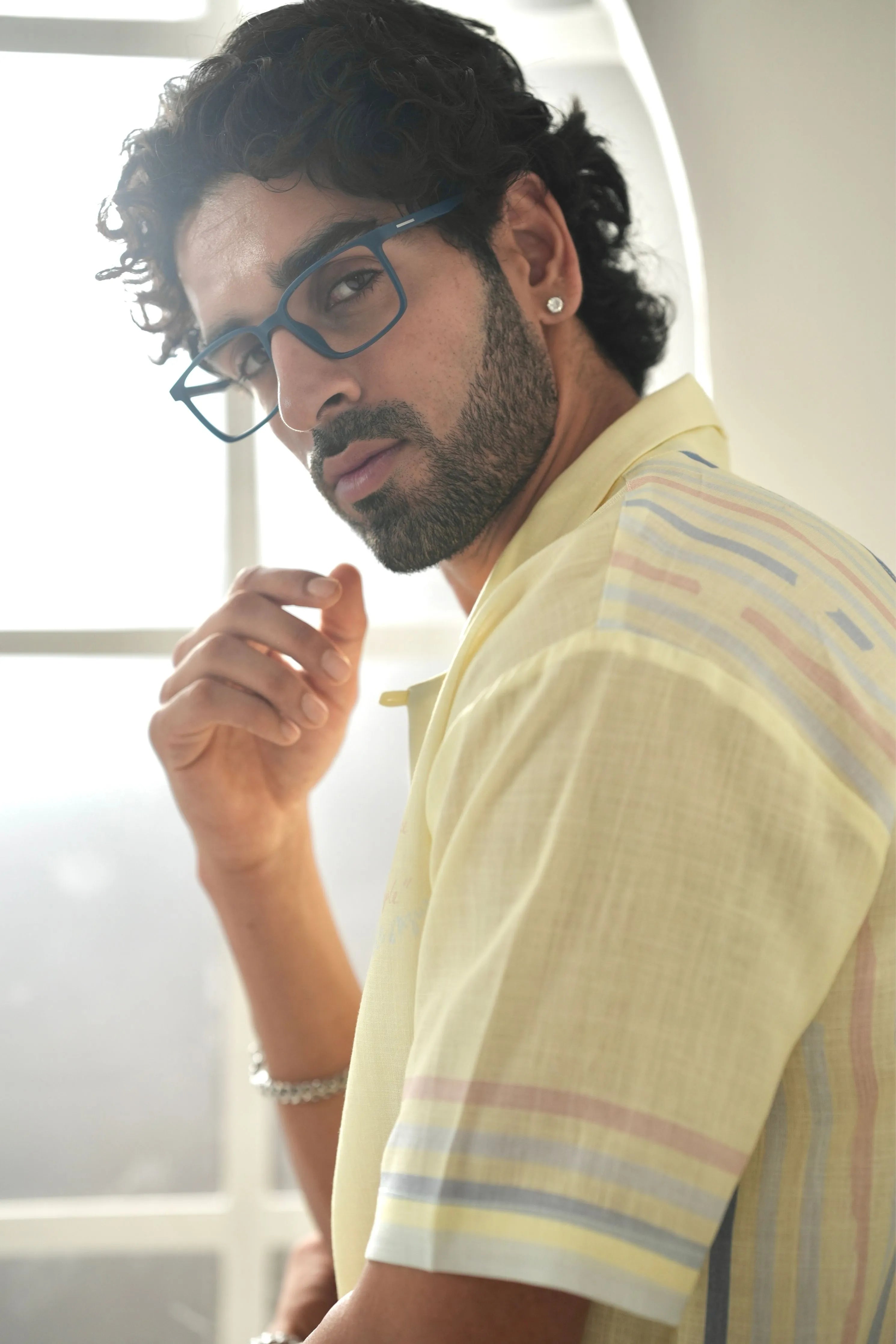 Yellow Azure Cuban Collar Shirt