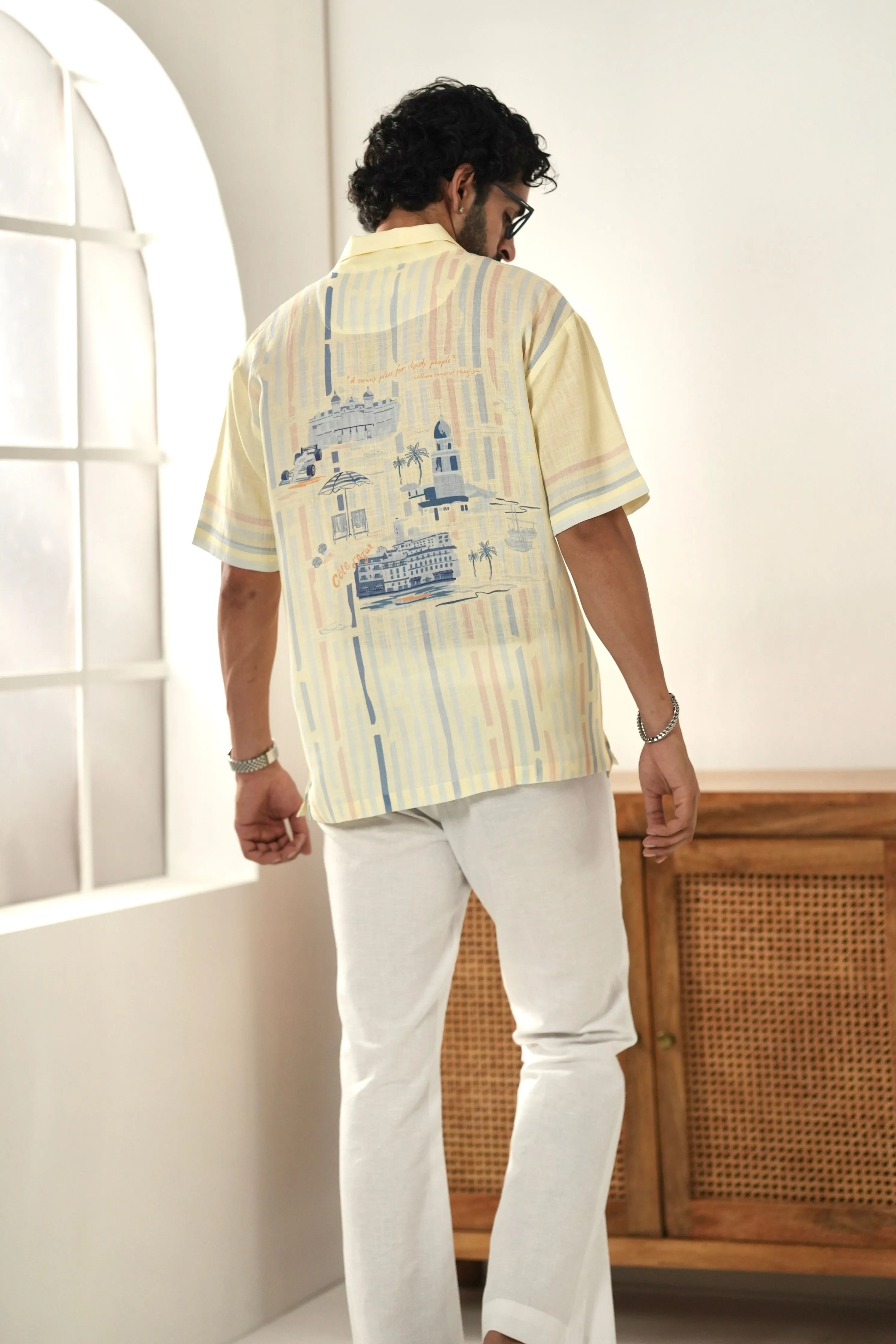 Yellow Azure Cuban Collar Shirt