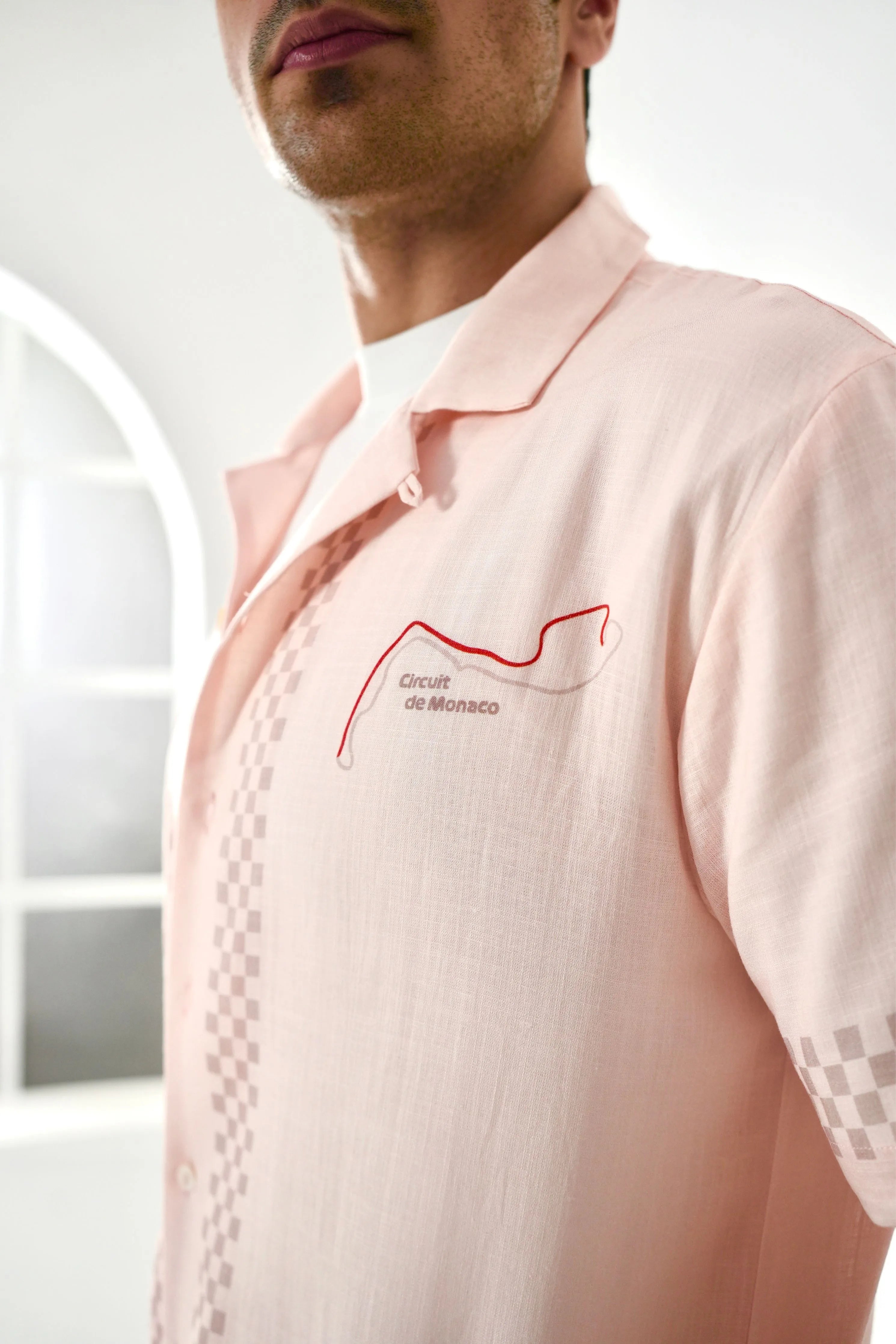 Peach Monaco Cuban Collar Shirt