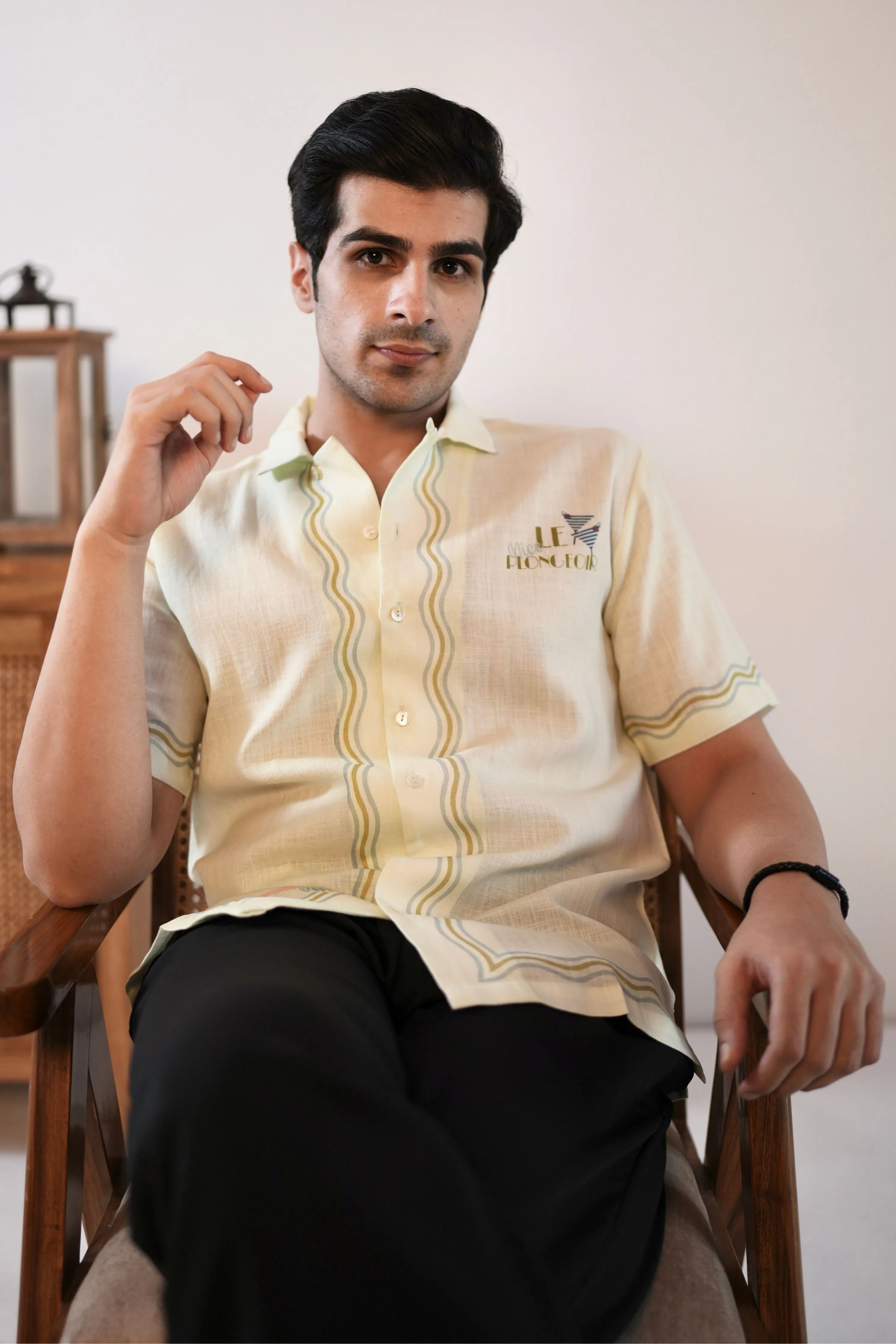 Green Nice Cuban Collar Shirt