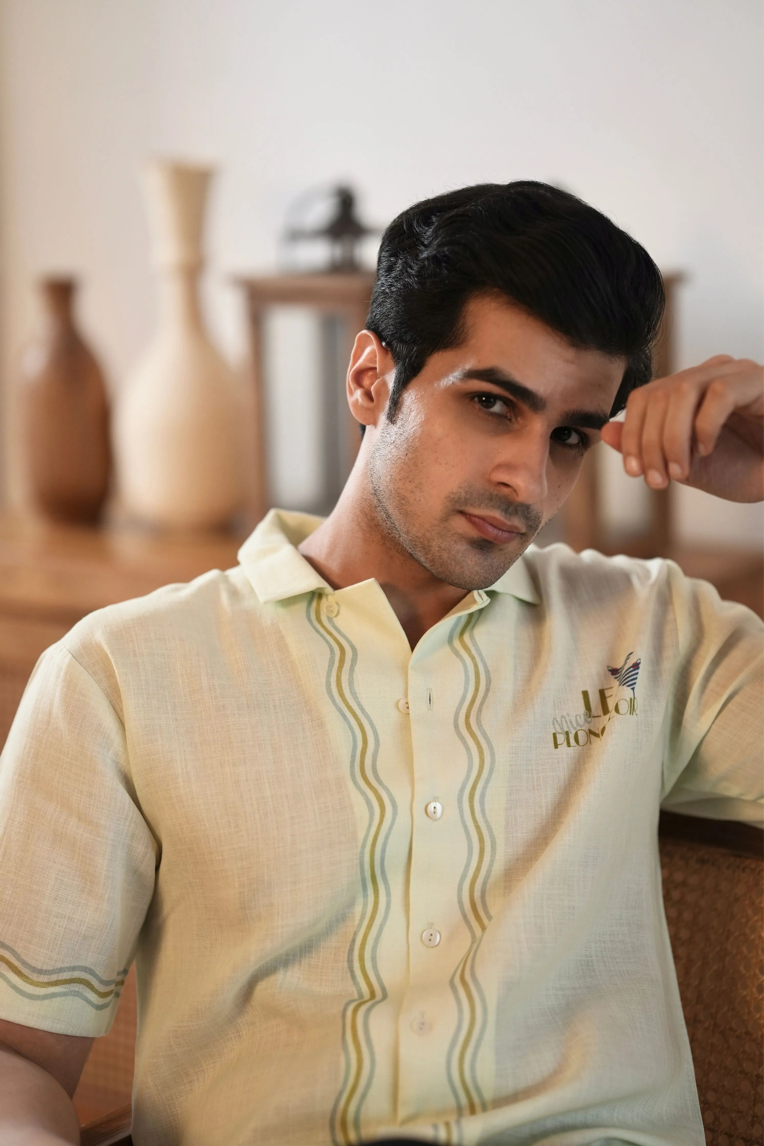 Green Nice Cuban Collar Shirt
