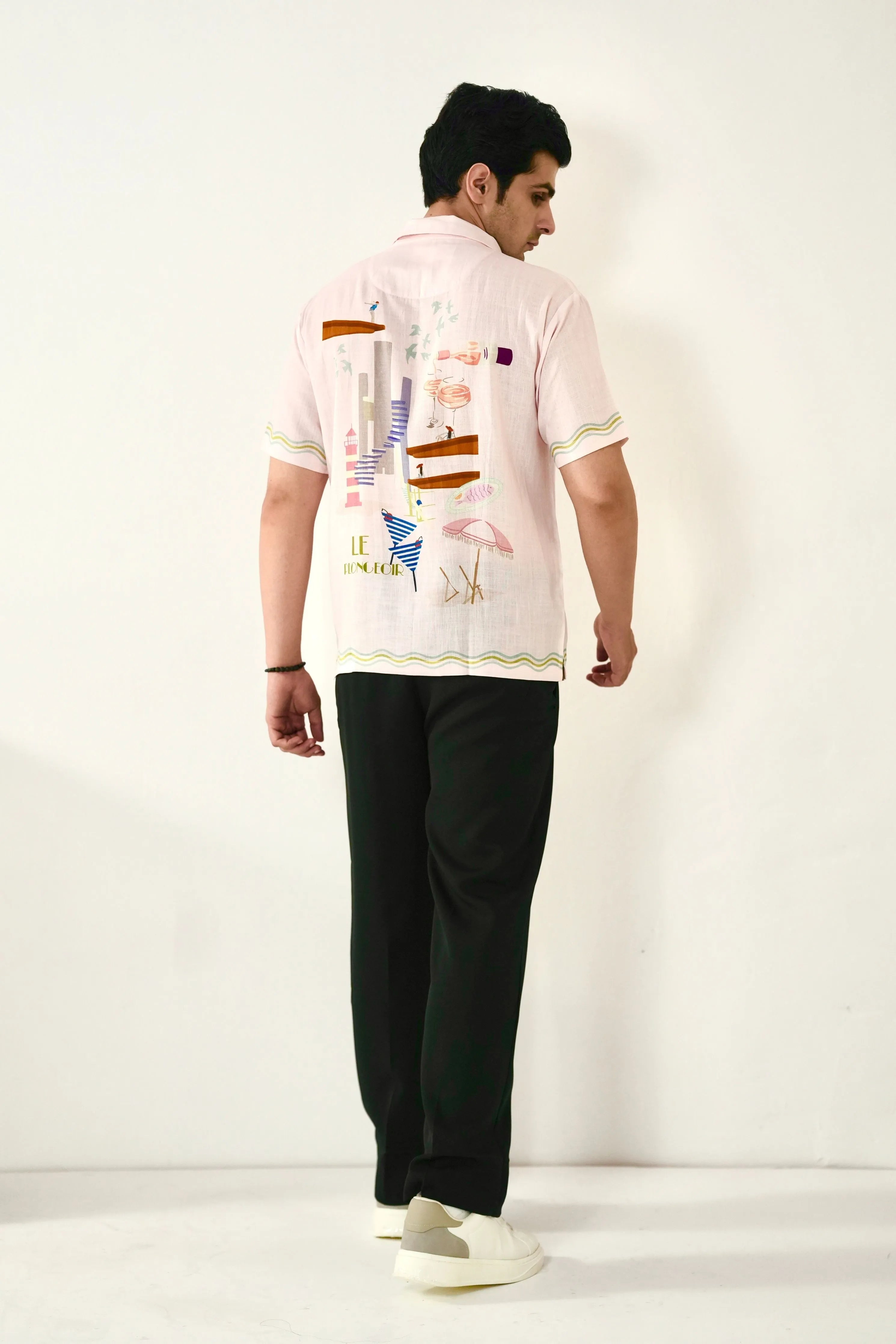 Pink Nice Cuban Collar Shirt