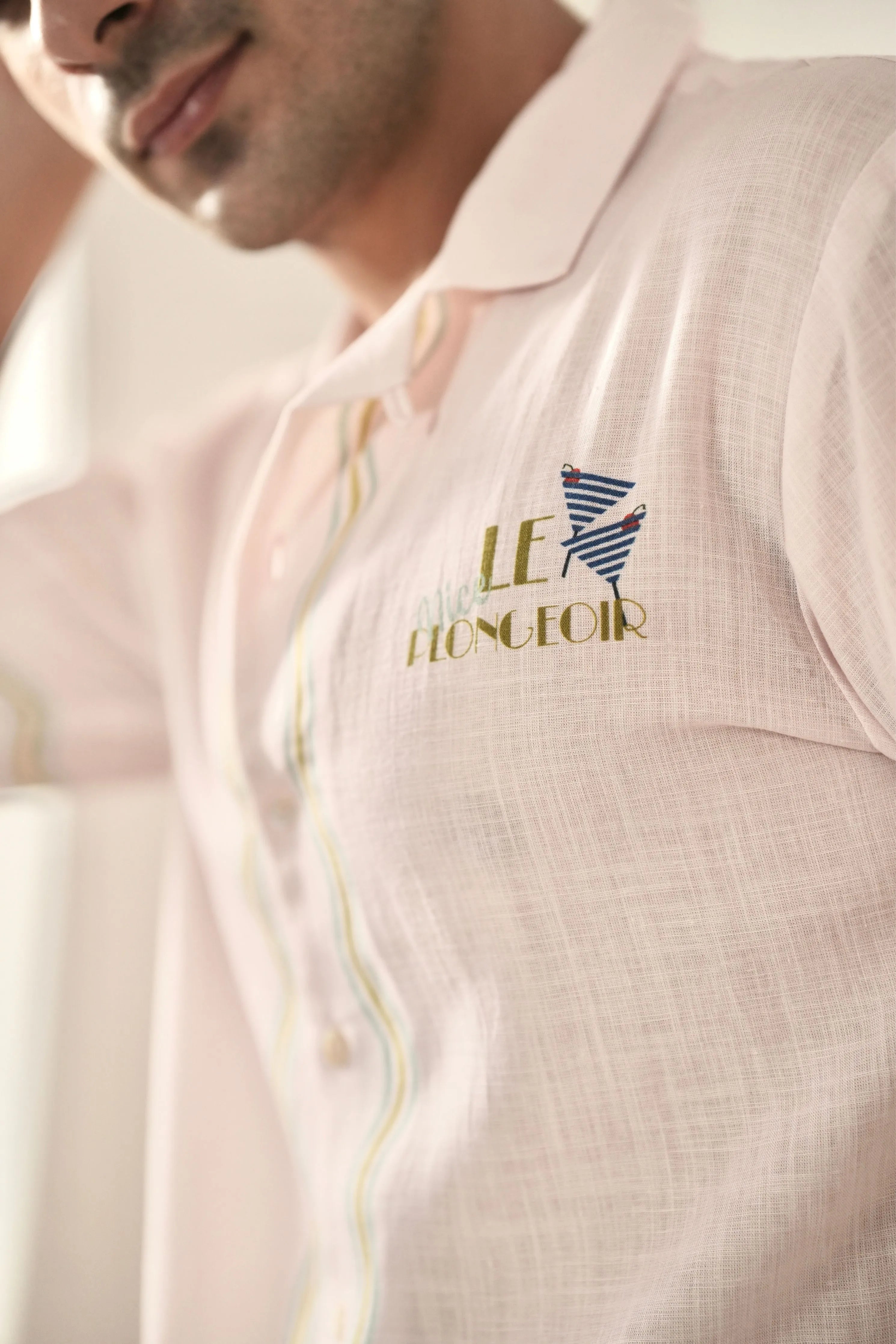 Pink Nice Cuban Collar Shirt