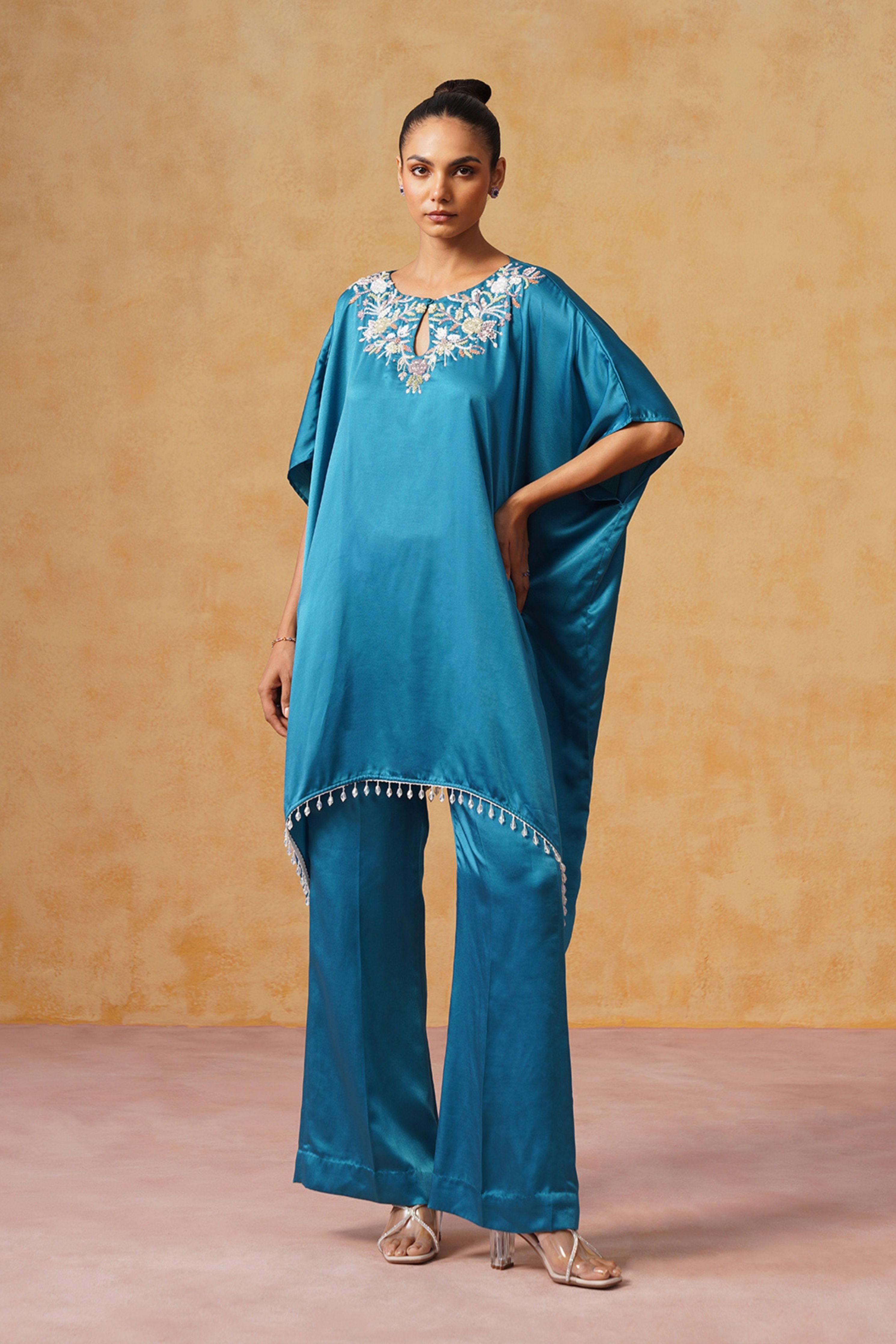 Amara Teal Kaftan Co-ord Set