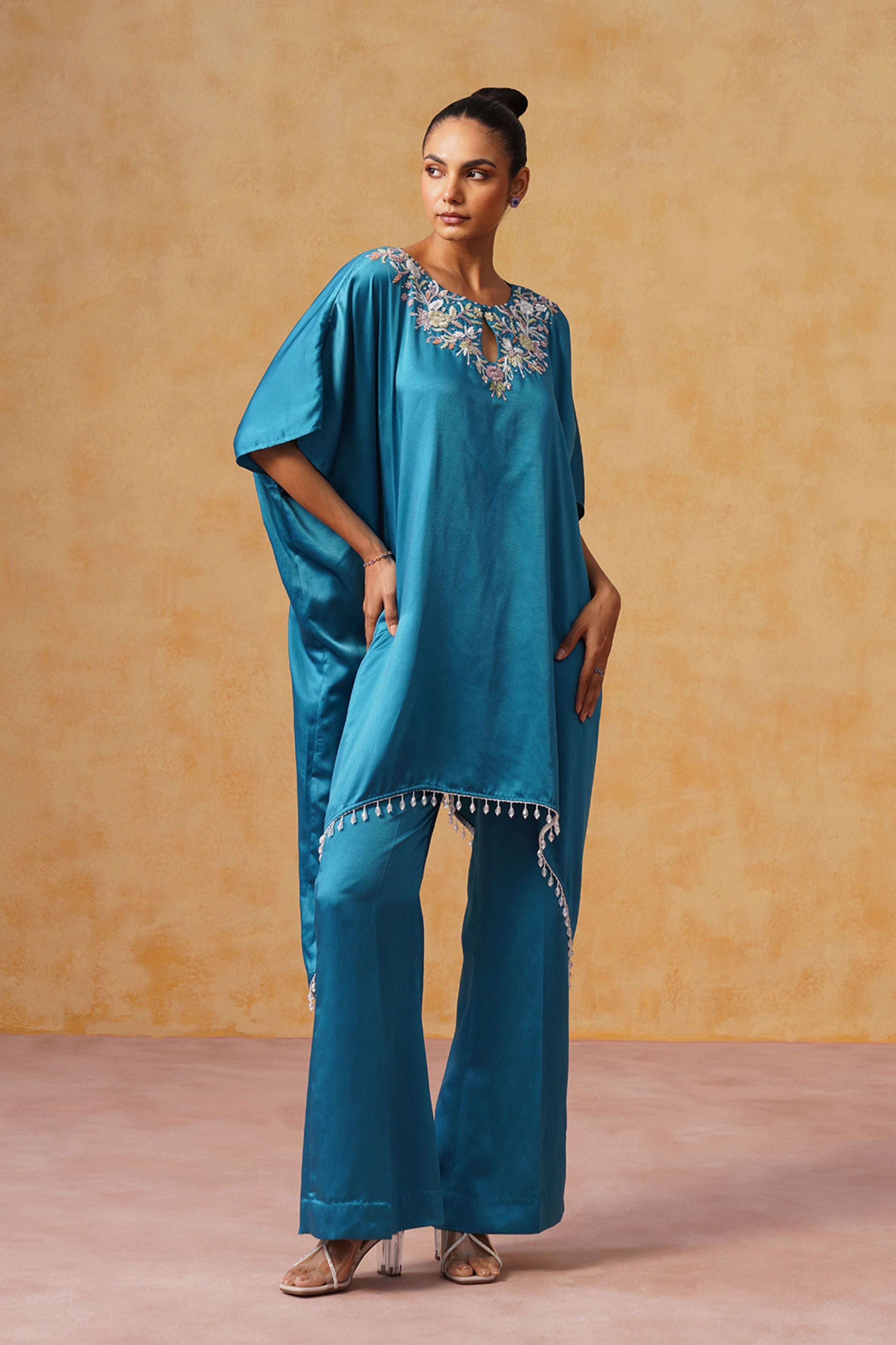 Amara Teal Kaftan Co-ord Set