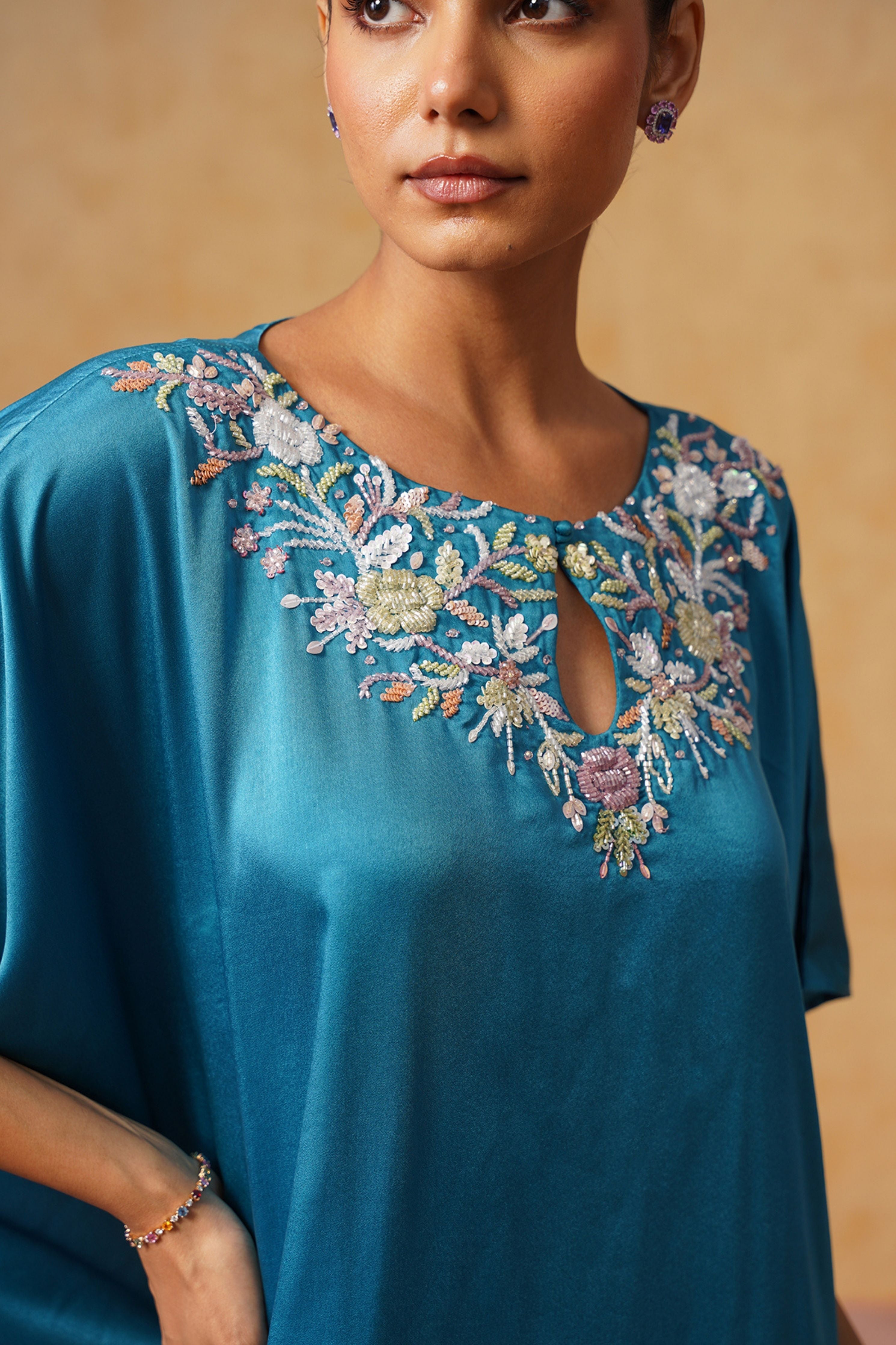 Amara Teal Kaftan Co-ord Set